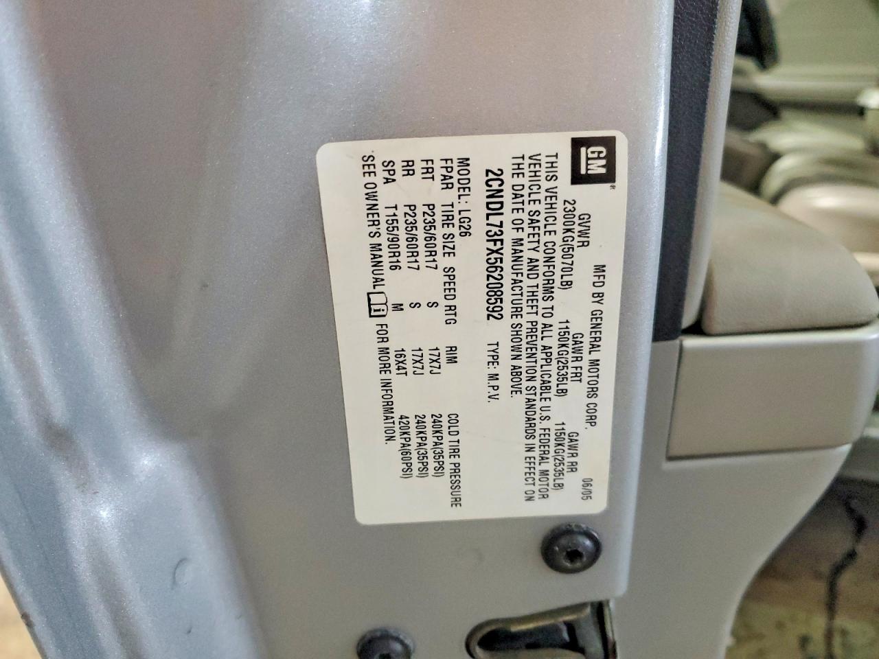2005 Chevrolet Equinox Lt Silver vin: 2CNDL73FX56208592