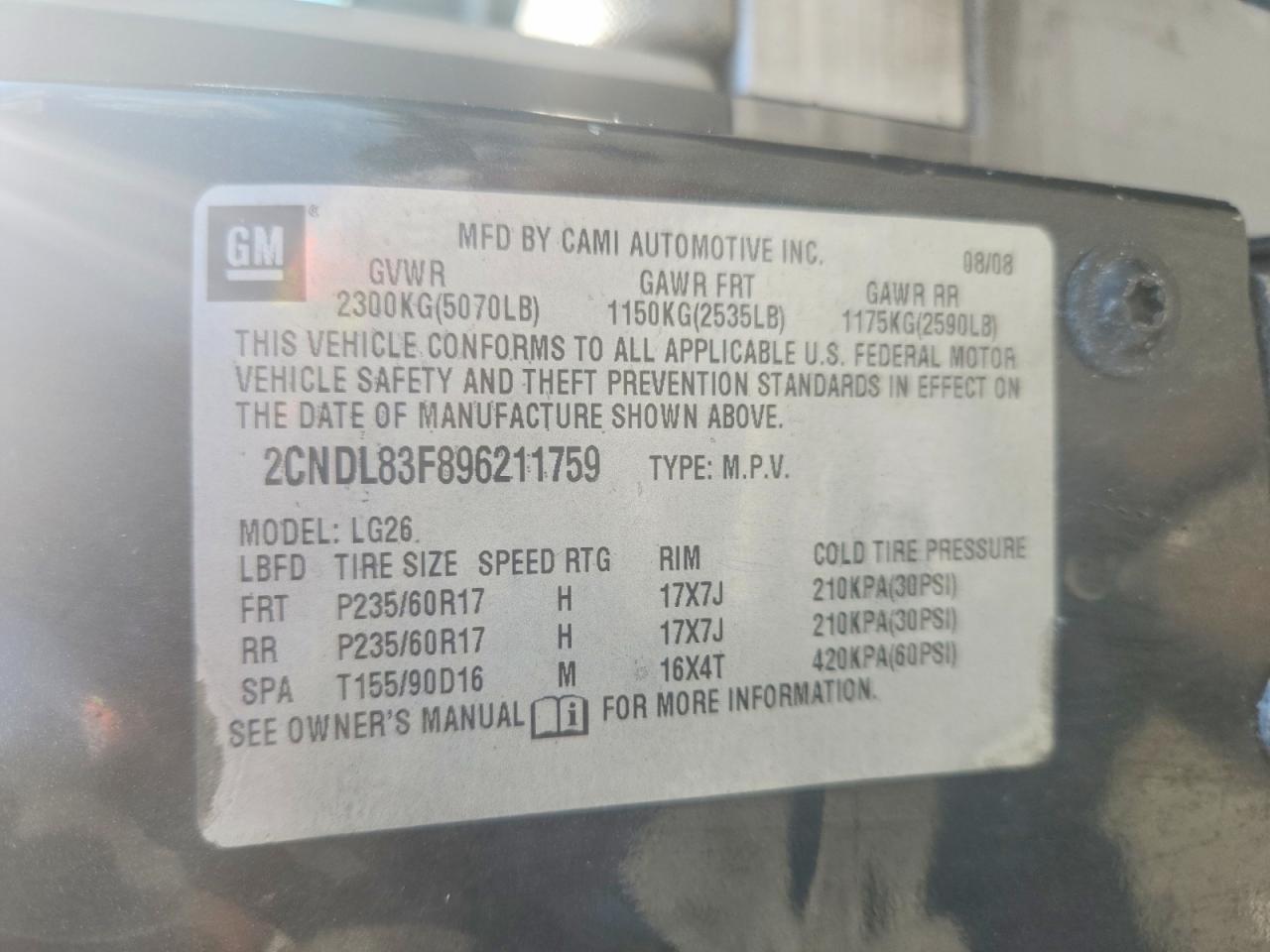 2009 Chevrolet Equinox Ltz Black vin: 2CNDL83F896211759