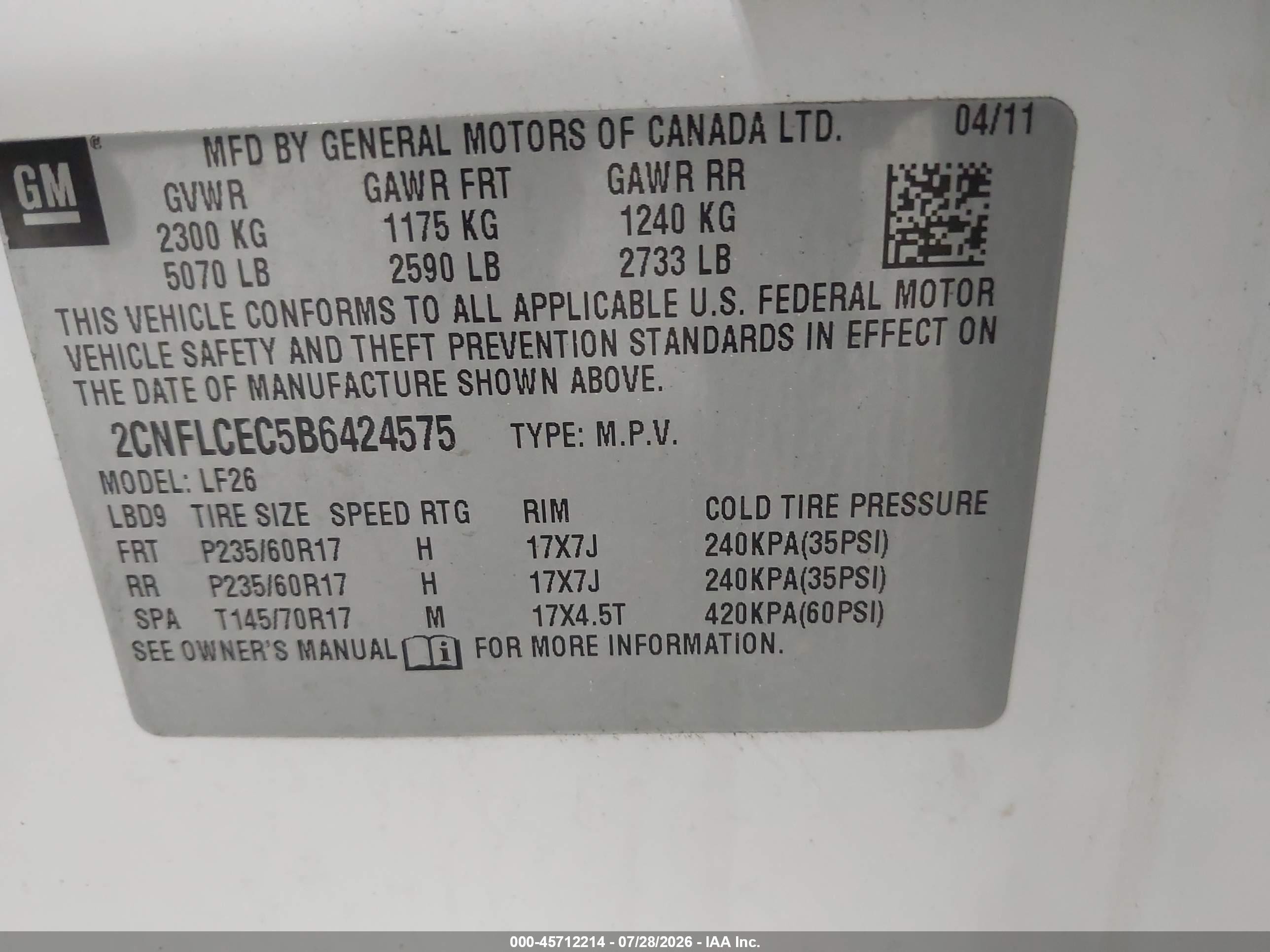 2011 Chevrolet Equinox Ls White vin: 2CNFLCEC5B6424575