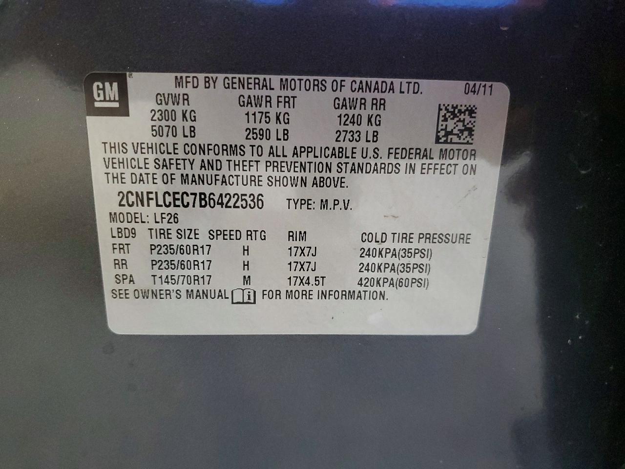 2011 Chevrolet Equinox Ls Gray vin: 2CNFLCEC7B6422536