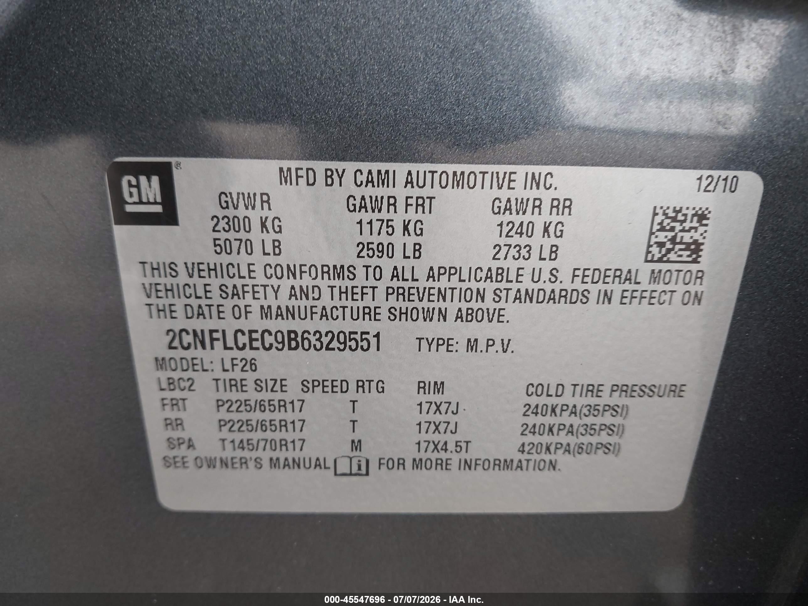 2011 Chevrolet Equinox Ls Gray vin: 2CNFLCEC9B6329551