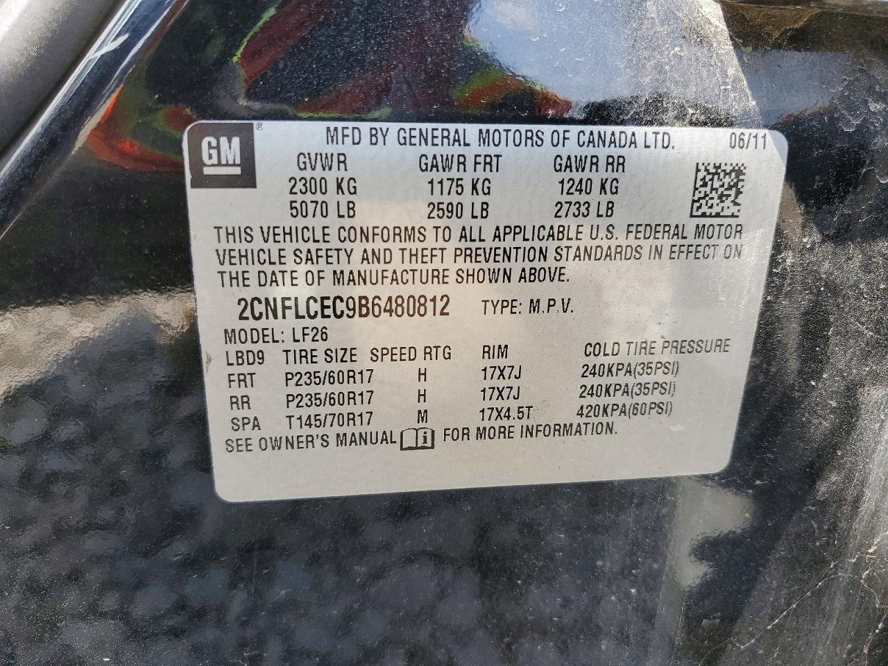 2011 Chevrolet Equinox Ls Black vin: 2CNFLCEC9B6480812