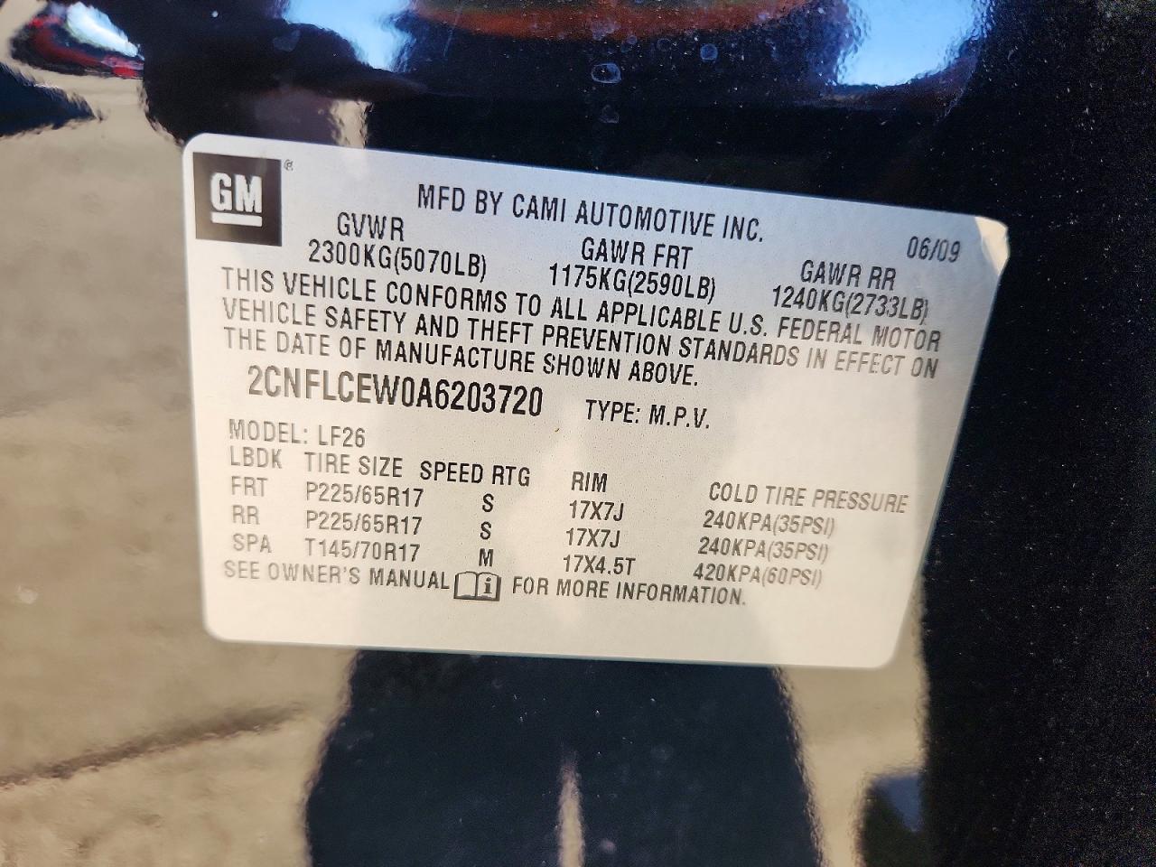 2010 Chevrolet Equinox Ls Black vin: 2CNFLCEW0A6203720