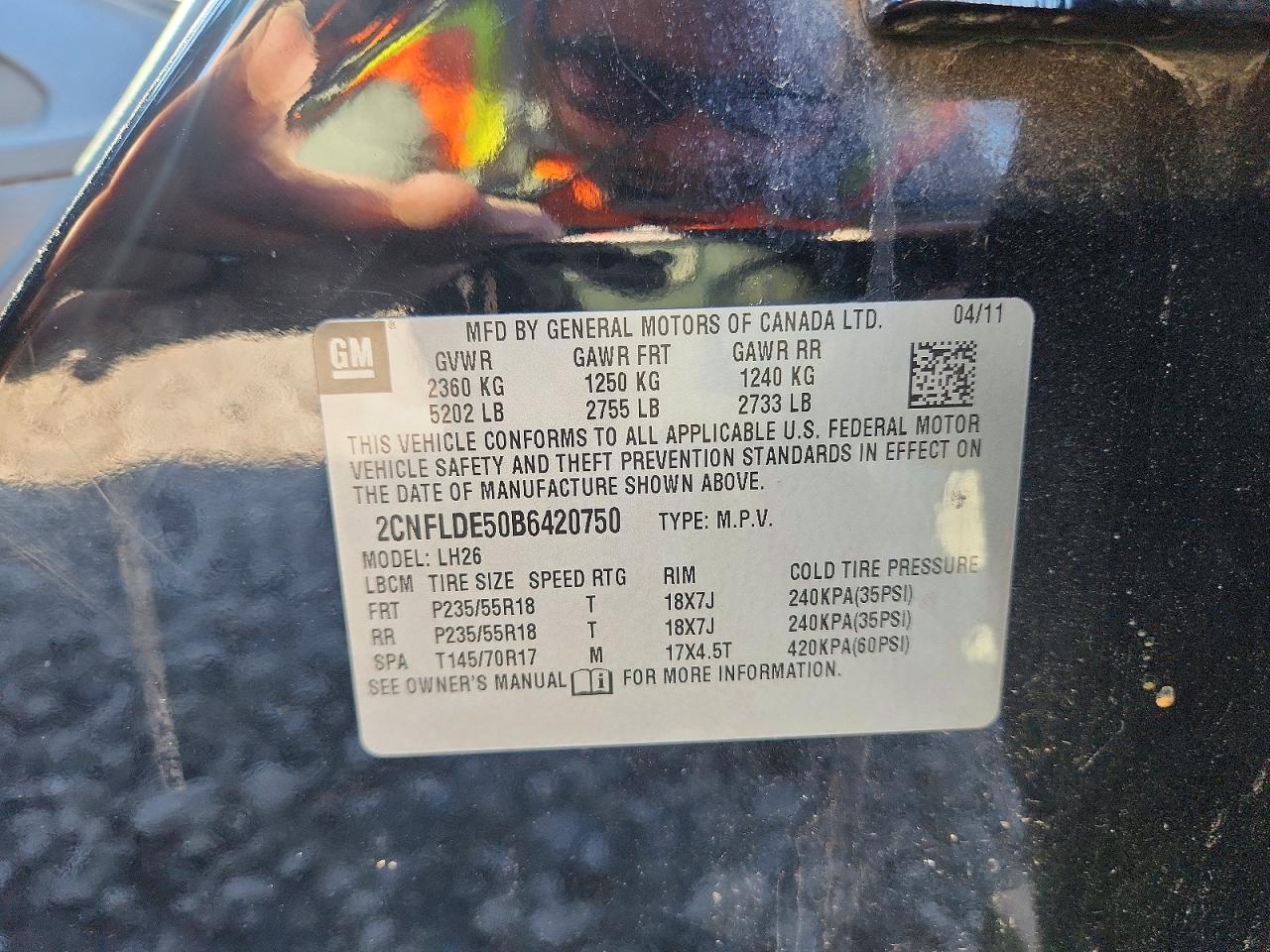 2011 Chevrolet Equinox Lt Черный vin: 2CNFLDE50B6420750