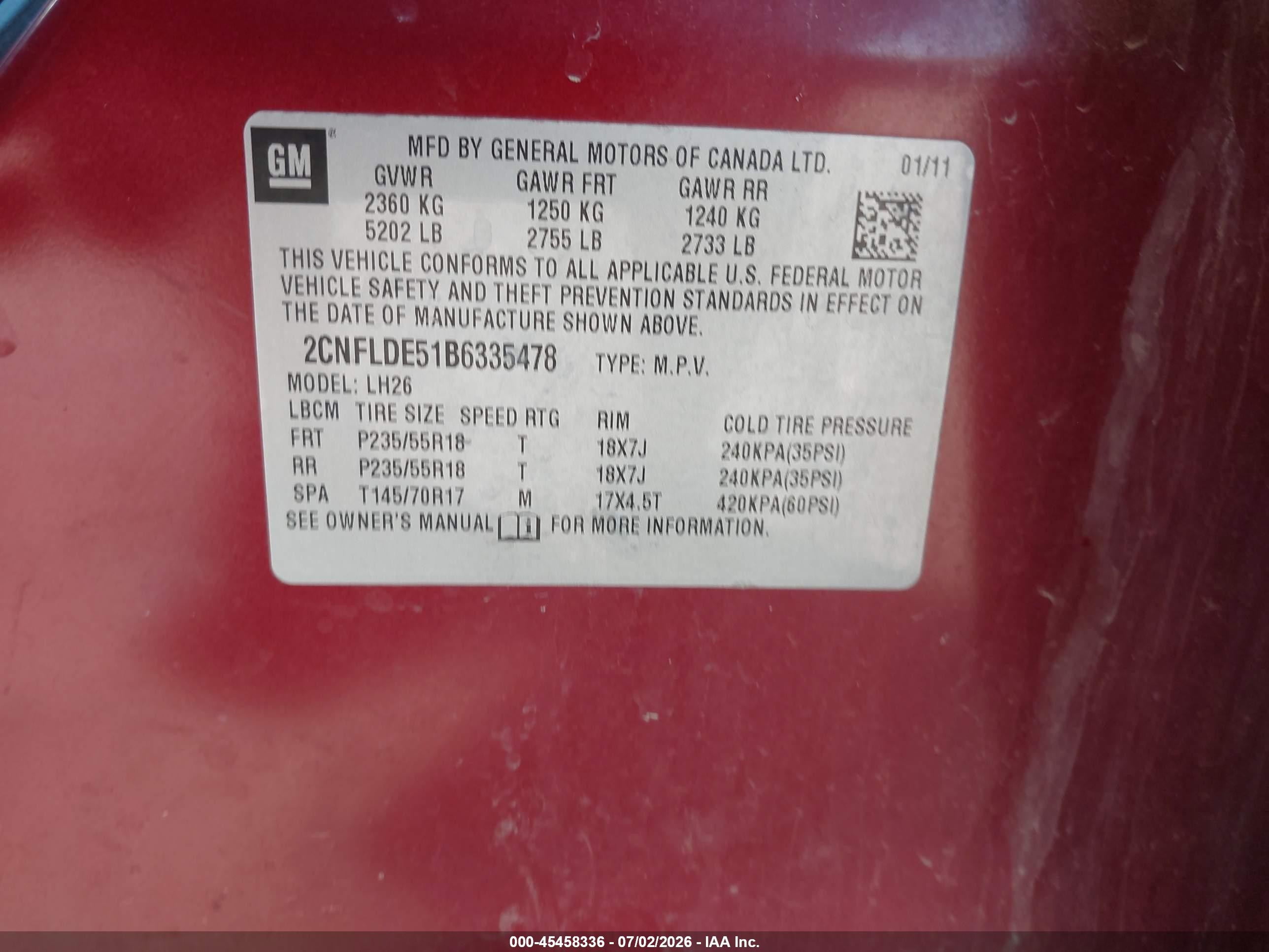 2011 Chevrolet Equinox Lt W/1lt Maroon vin: 2CNFLDE51B6335478