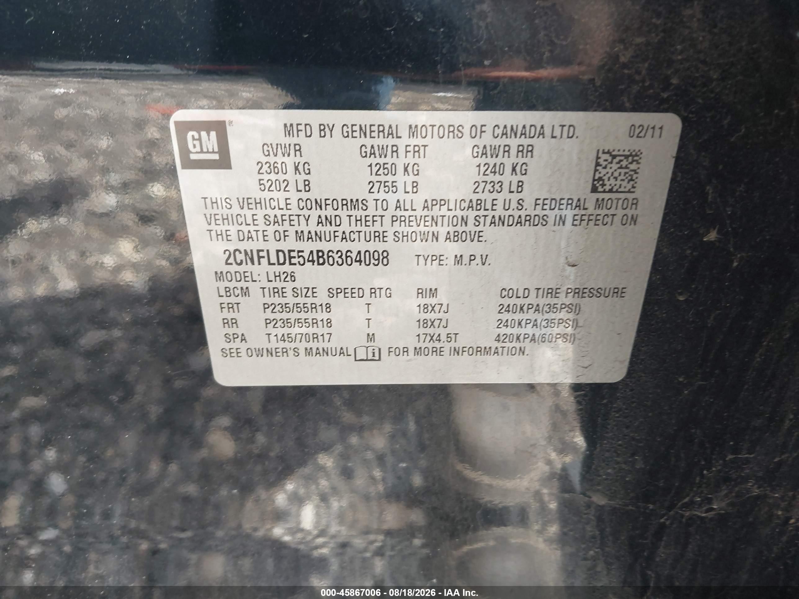 2011 Chevrolet Equinox Lt W/1lt Black vin: 2CNFLDE54B6364098
