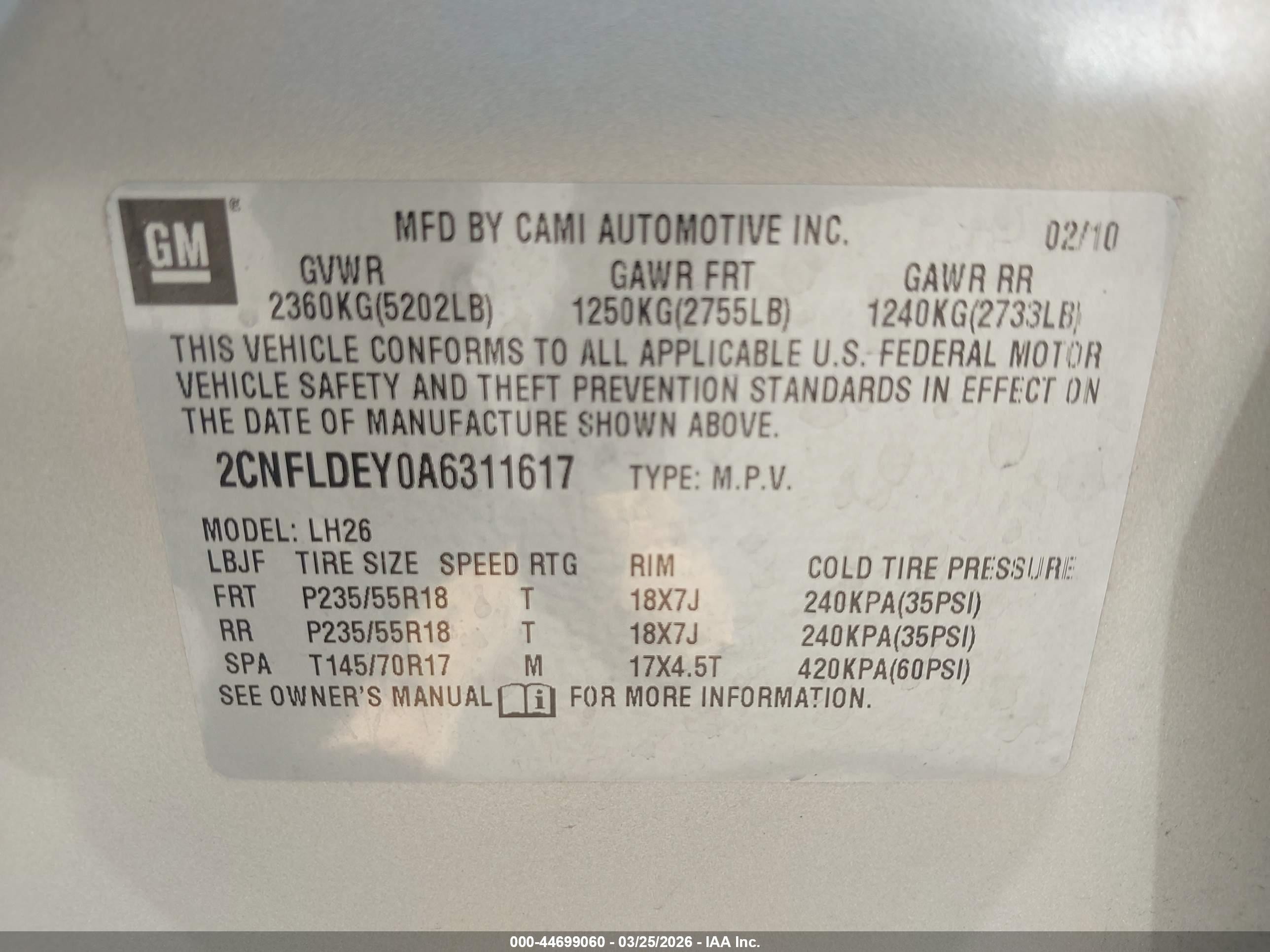 2010 Chevrolet Equinox Lt Gold vin: 2CNFLDEY0A6311617