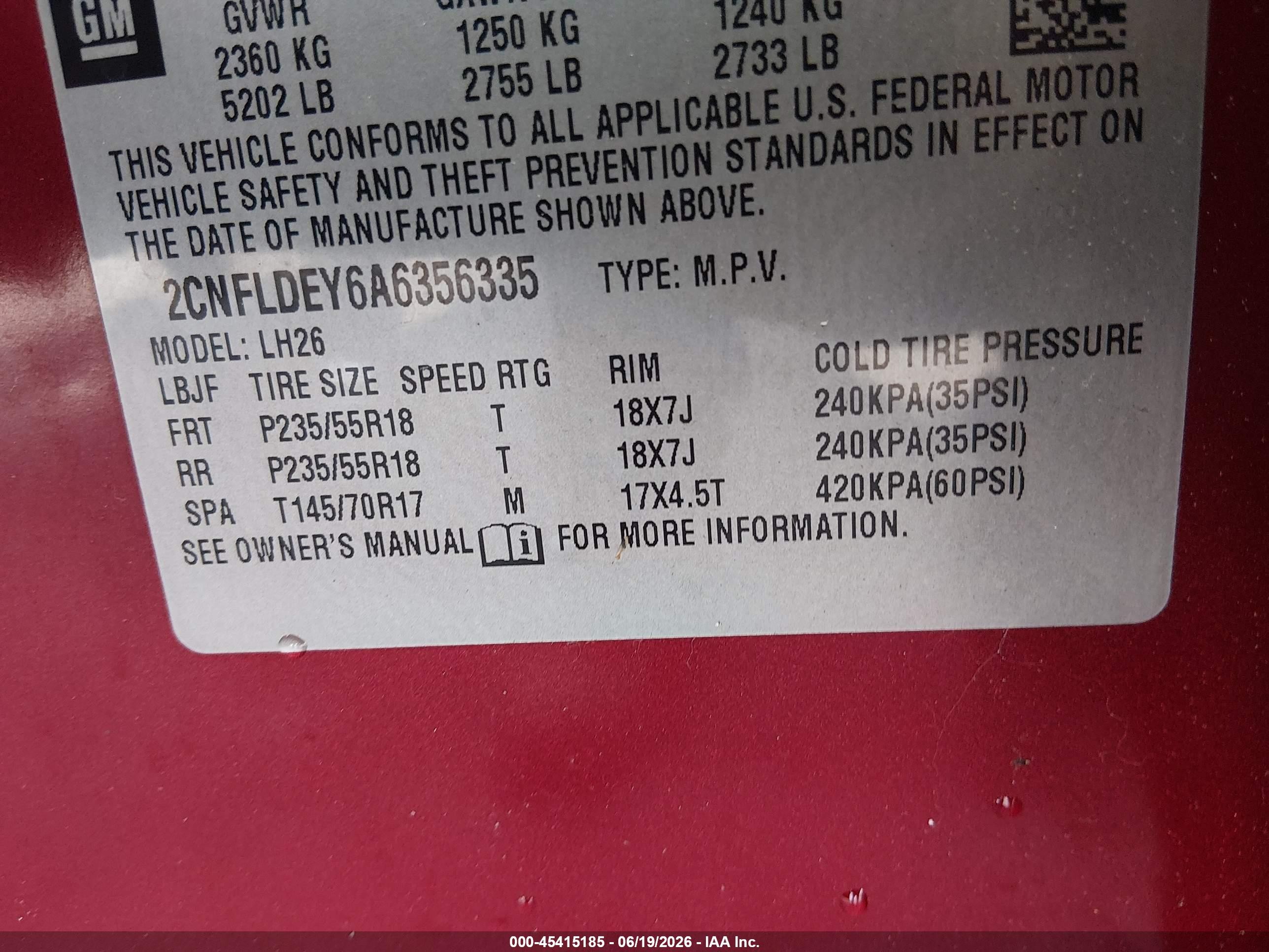 2010 Chevrolet Equinox Lt Burgundy vin: 2CNFLDEY6A6356335