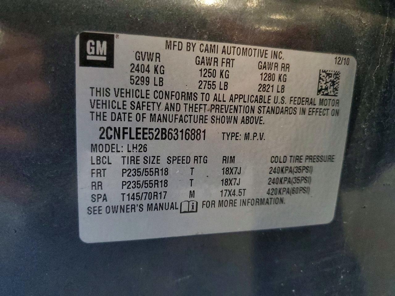 2011 Chevrolet Equinox Lt Gray vin: 2CNFLEE52B6316881