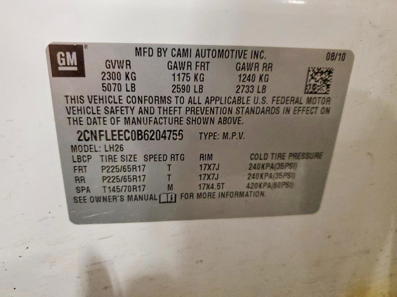 2011 Chevrolet Equinox Lt Белый vin: 2CNFLEEC0B6204756
