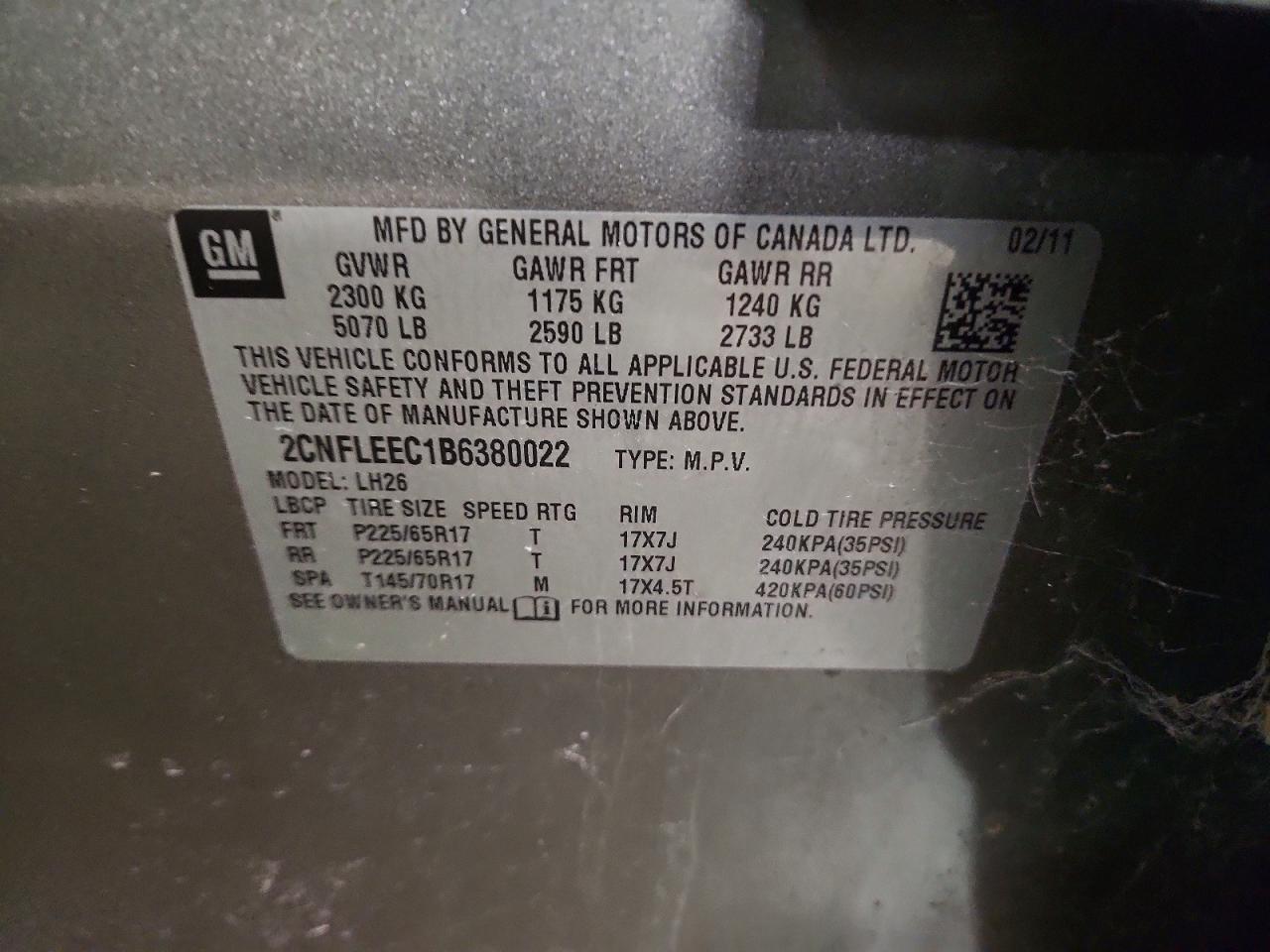 2011 Chevrolet Equinox Lt Gray vin: 2CNFLEEC1B6380022