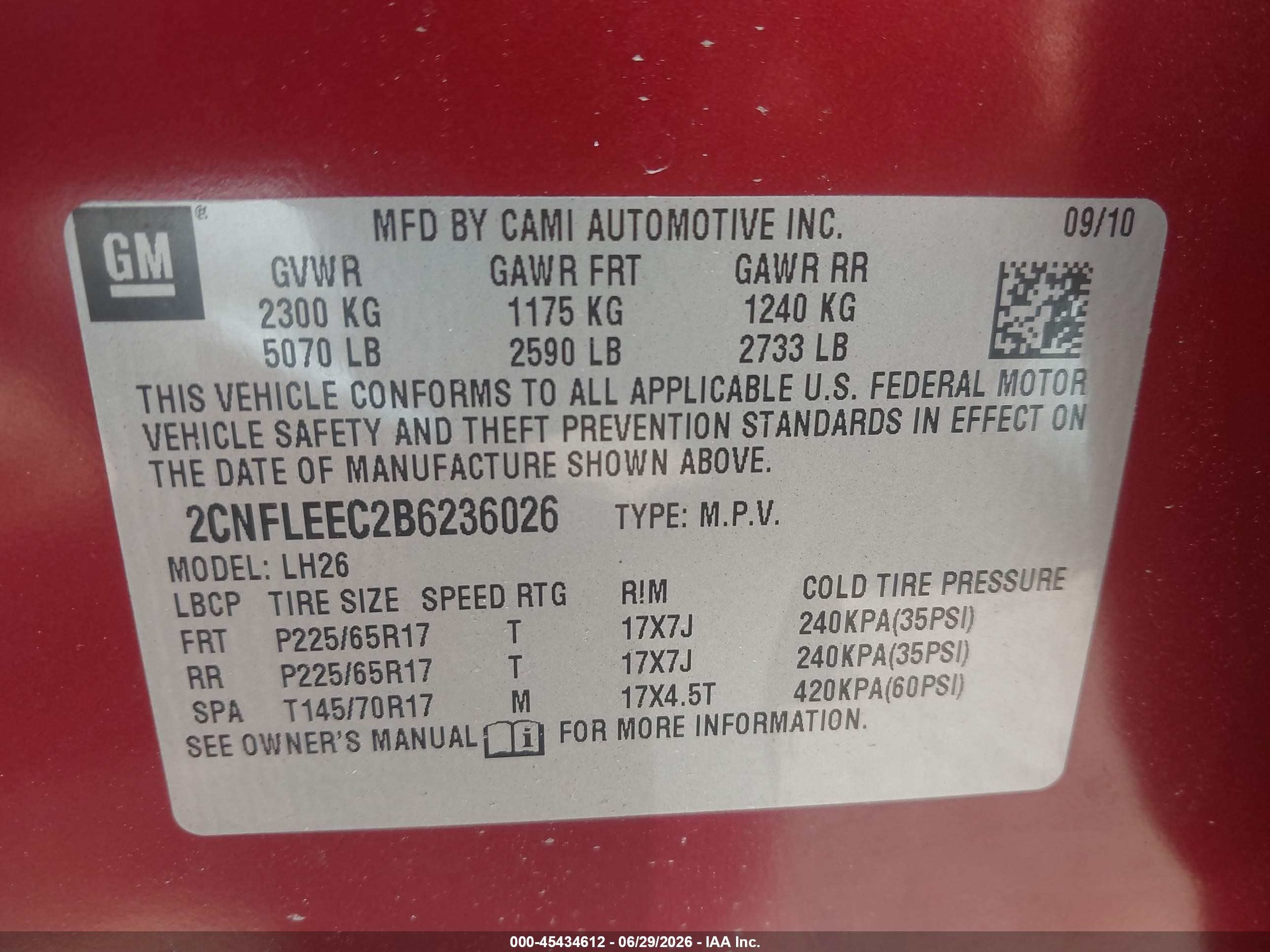 2011 Chevrolet Equinox Lt W/1lt Red vin: 2CNFLEEC2B6236026