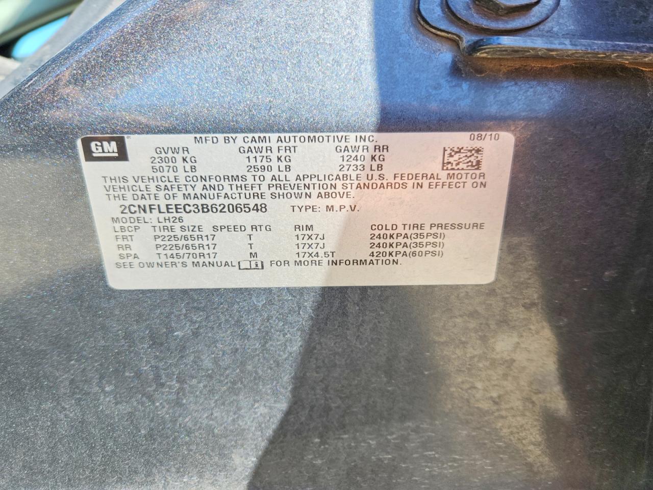 2011 Chevrolet Equinox Lt Gray vin: 2CNFLEEC3B6206548