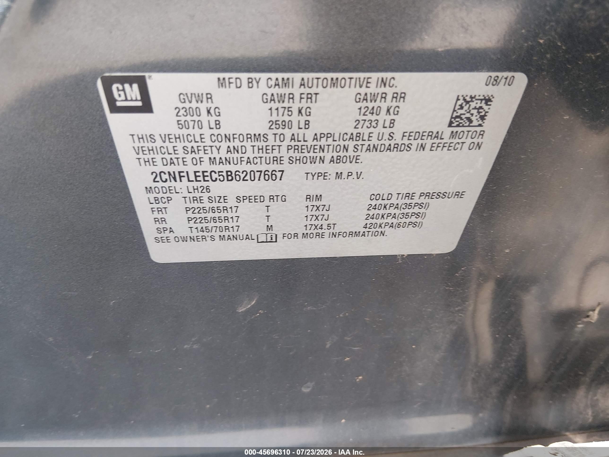 2011 Chevrolet Equinox Lt W/1lt Gray vin: 2CNFLEEC5B6207667