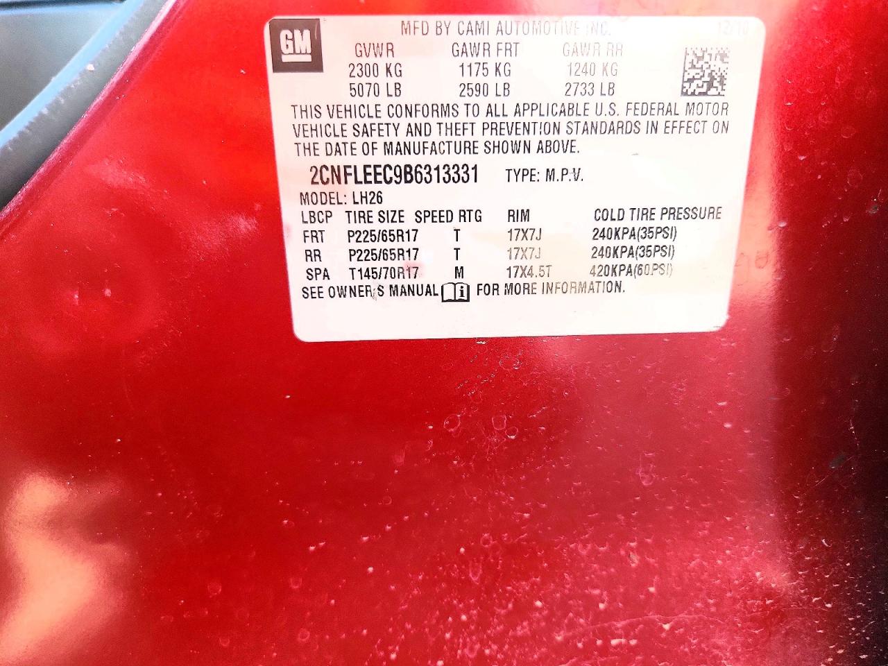 2011 Chevrolet Equinox Lt Red vin: 2CNFLEEC9B6313331