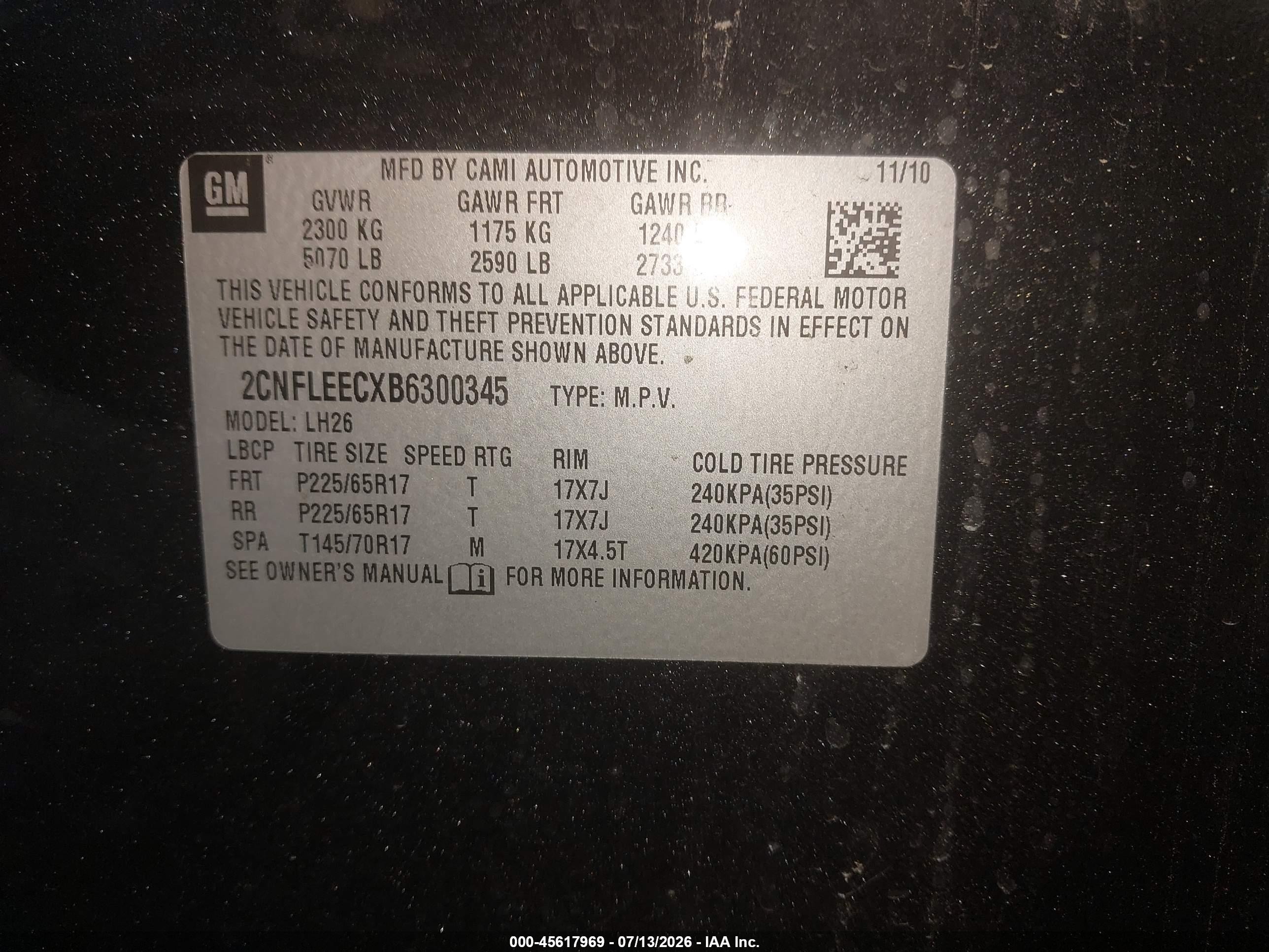 2011 Chevrolet Equinox Lt W/1lt Черный vin: 2CNFLEECXB6300345