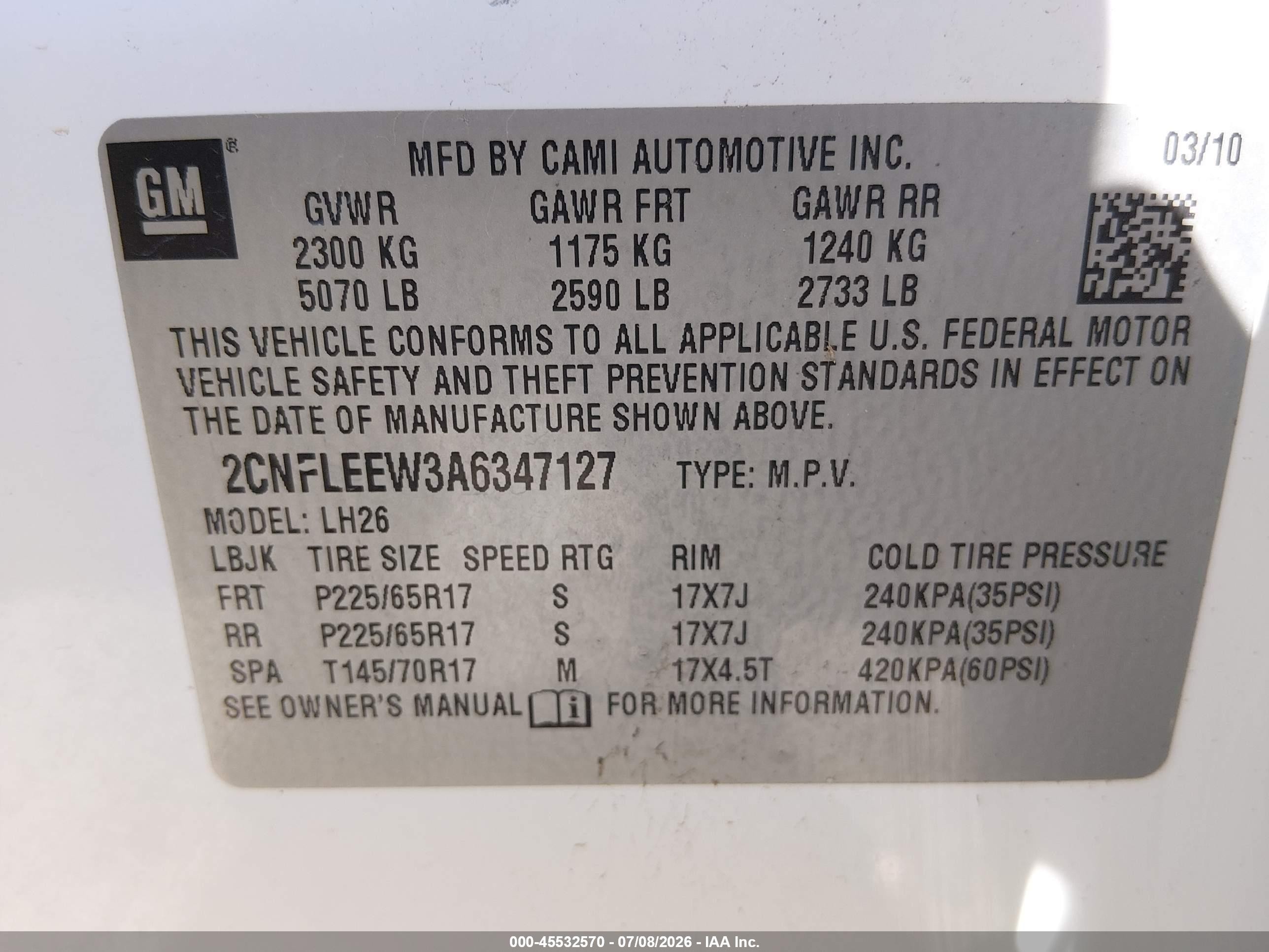 2010 Chevrolet Equinox Lt White vin: 2CNFLEEW3A6347127