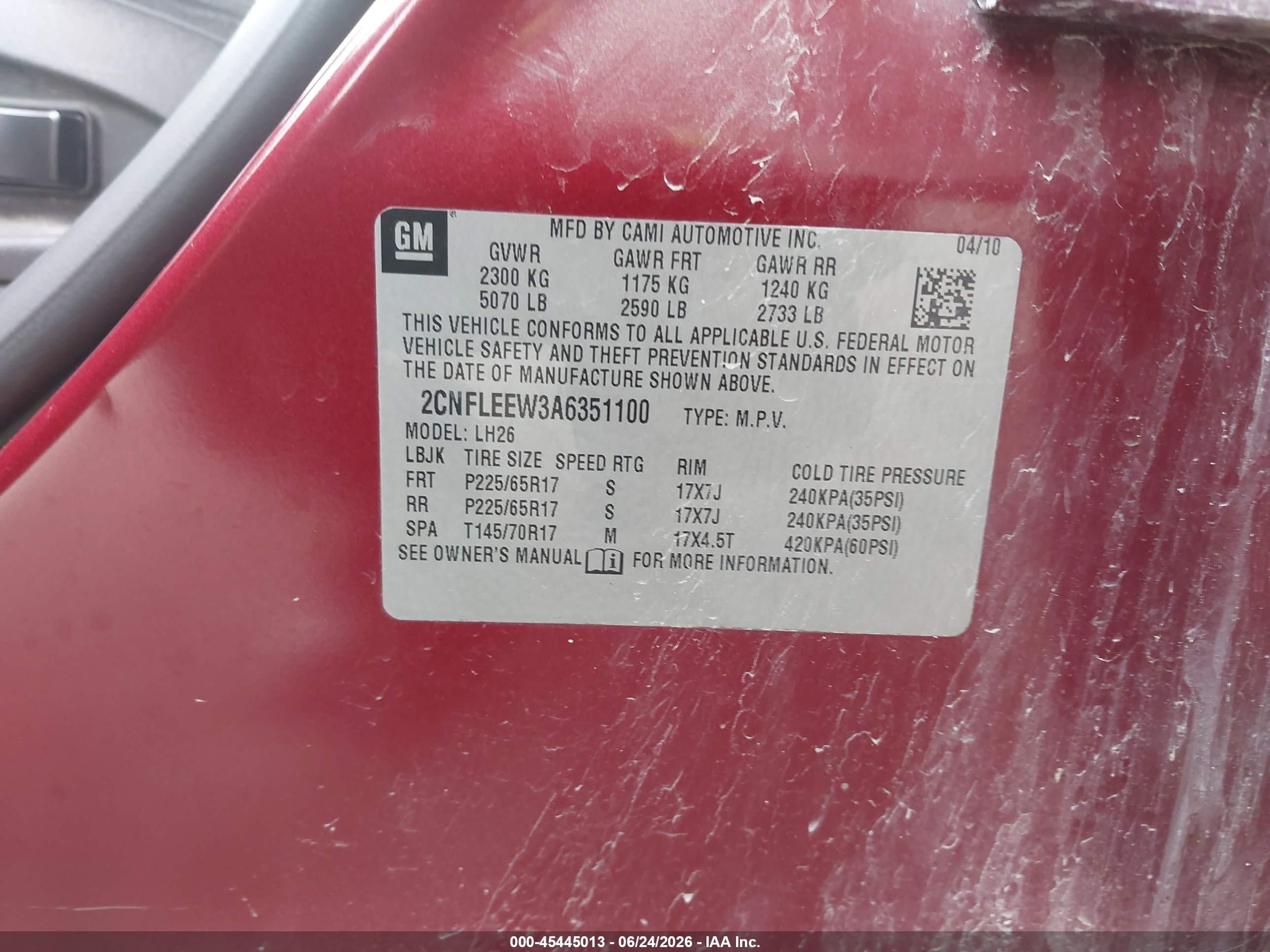 2010 Chevrolet Equinox Lt Maroon vin: 2CNFLEEW3A6351100