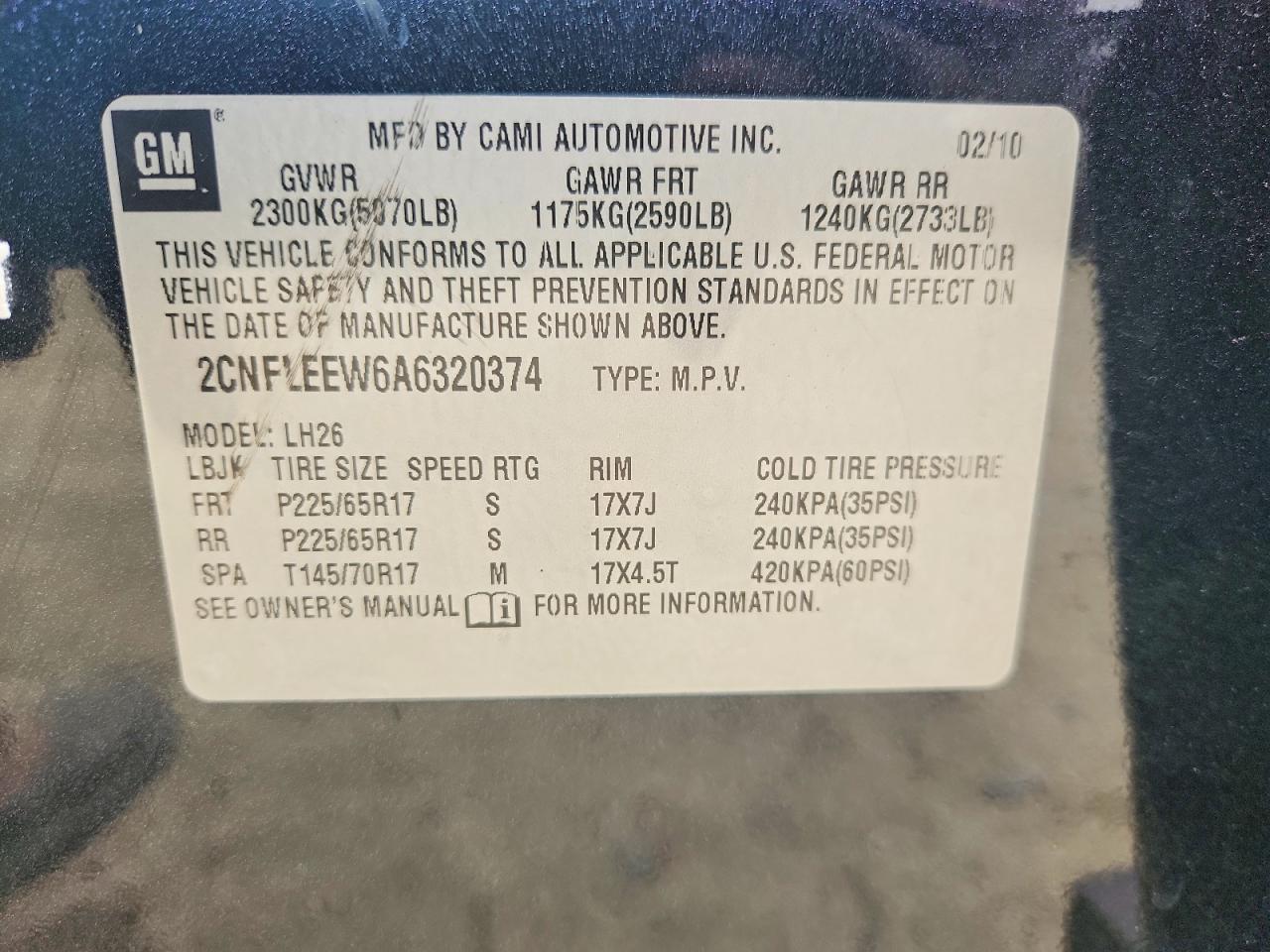 2010 Chevrolet Equinox Lt Charcoal vin: 2CNFLEEW6A6320374