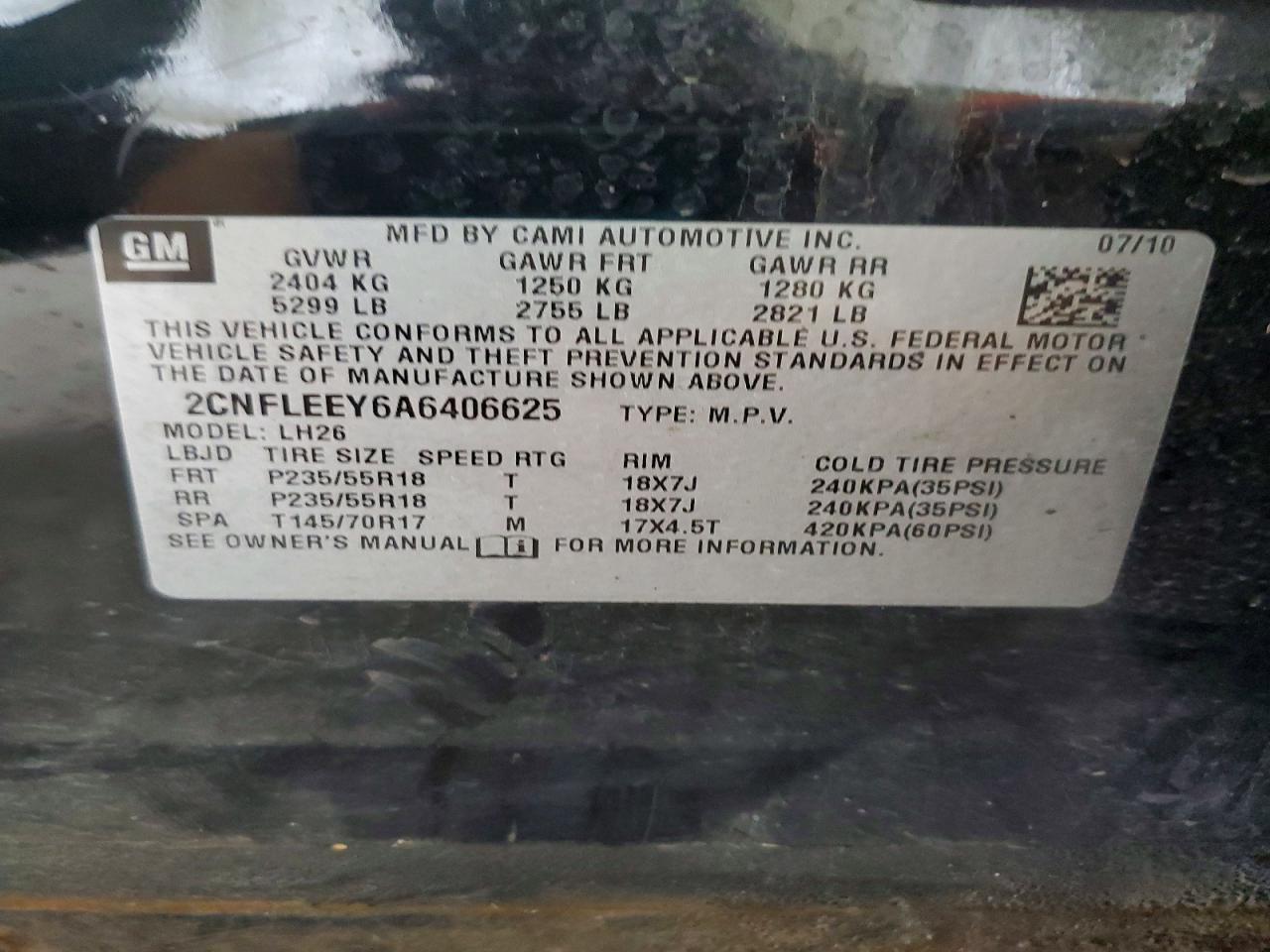 2010 Chevrolet Equinox Lt Черный vin: 2CNFLEEY6A6406625