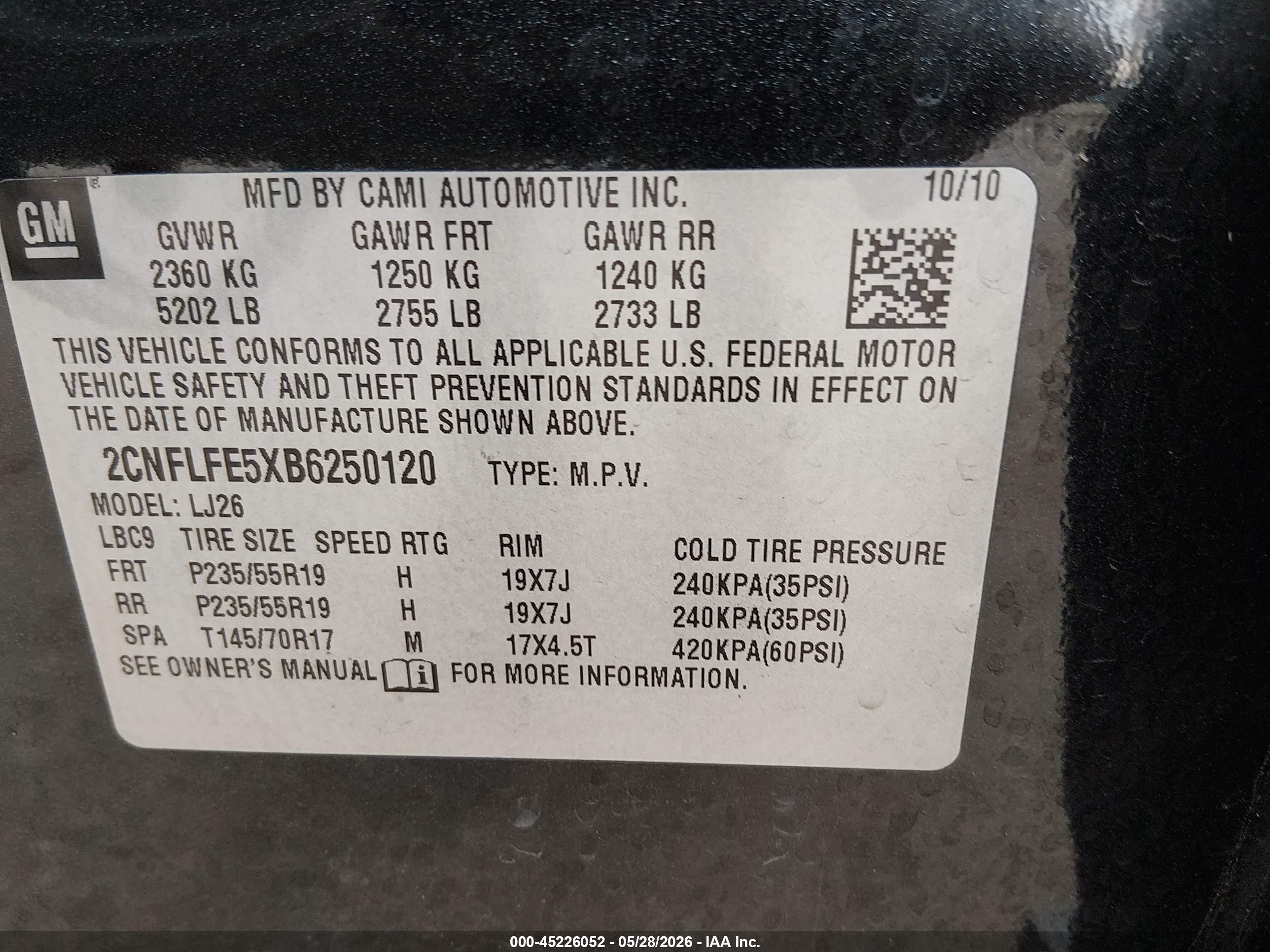 2011 Chevrolet Equinox Ltz Black vin: 2CNFLFE5XB6250120