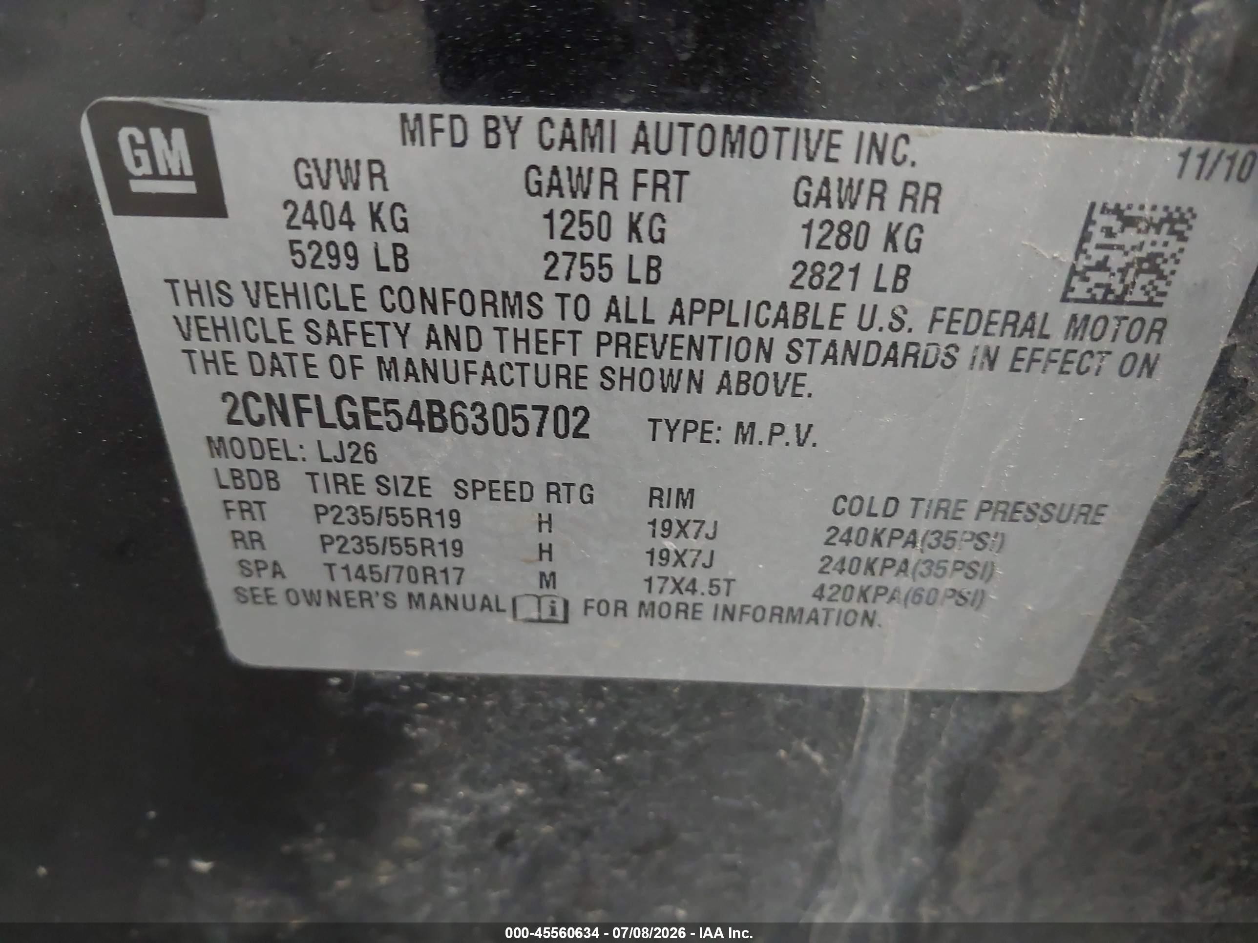 2011 Chevrolet Equinox Ltz Black vin: 2CNFLGE54B6305702