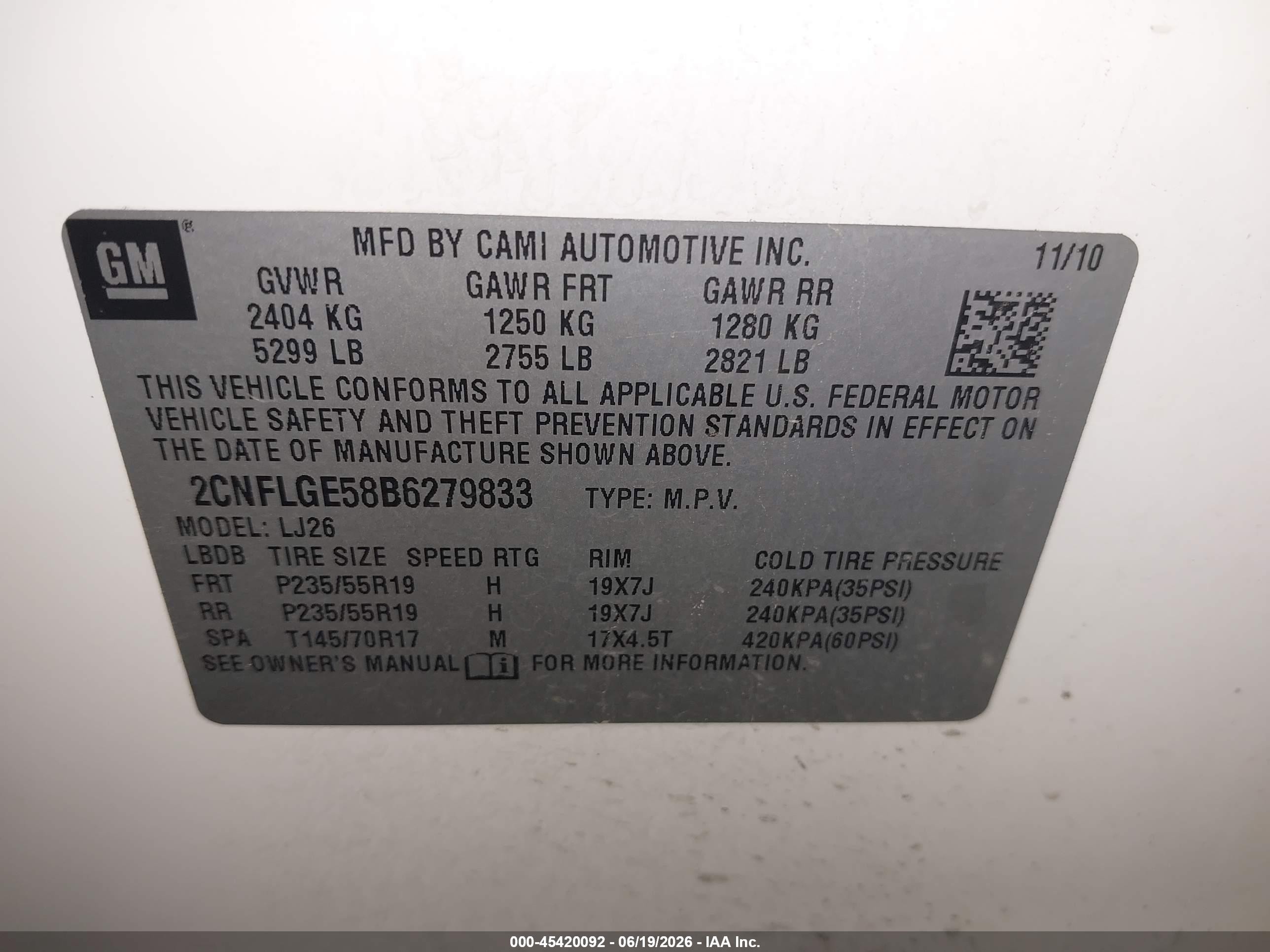 2011 Chevrolet Equinox Ltz White vin: 2CNFLGE58B6279833