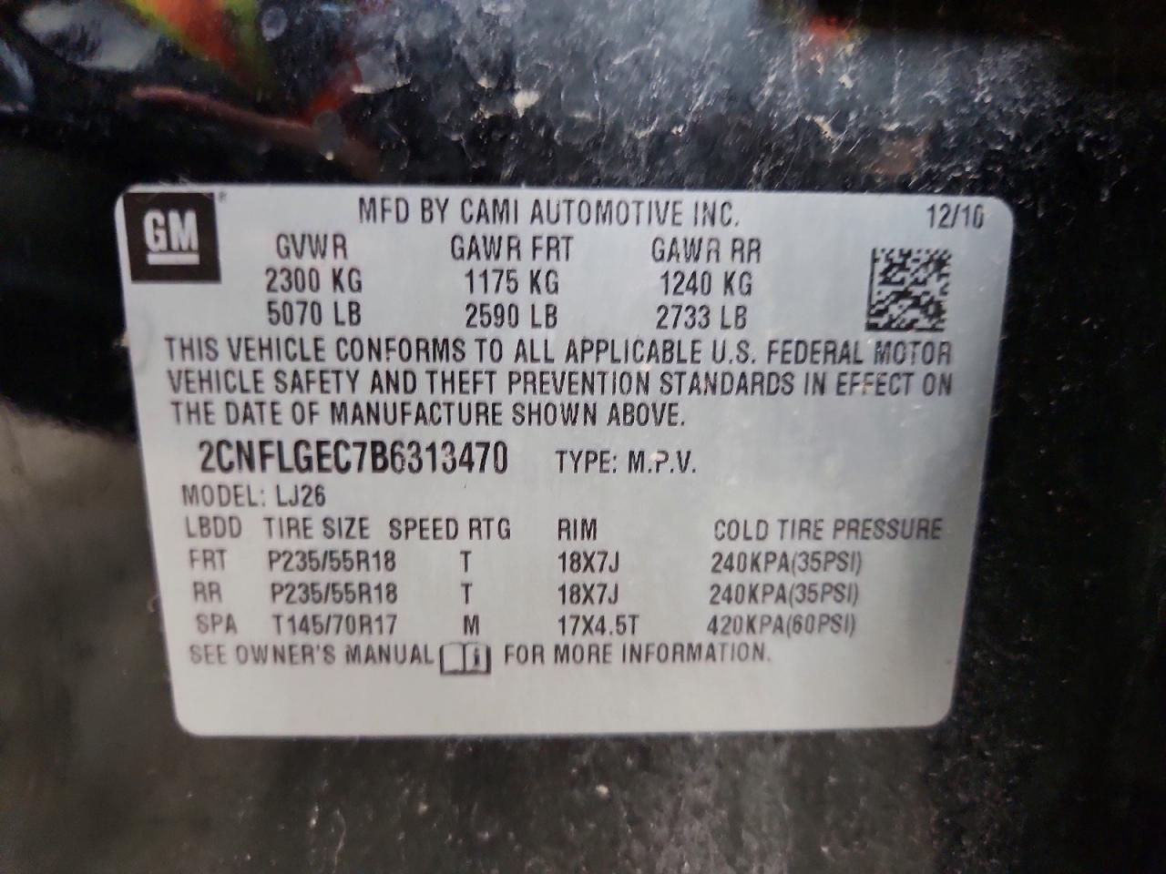 2011 Chevrolet Equinox Ltz Charcoal vin: 2CNFLGEC7B6313470