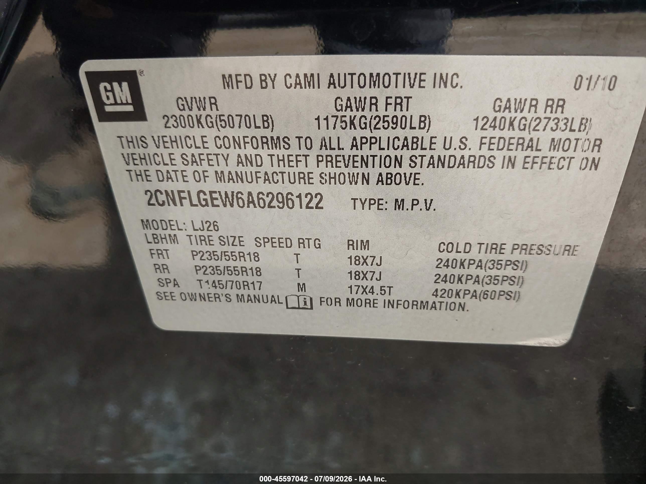 2010 Chevrolet Equinox Ltz Черный vin: 2CNFLGEW6A6296122