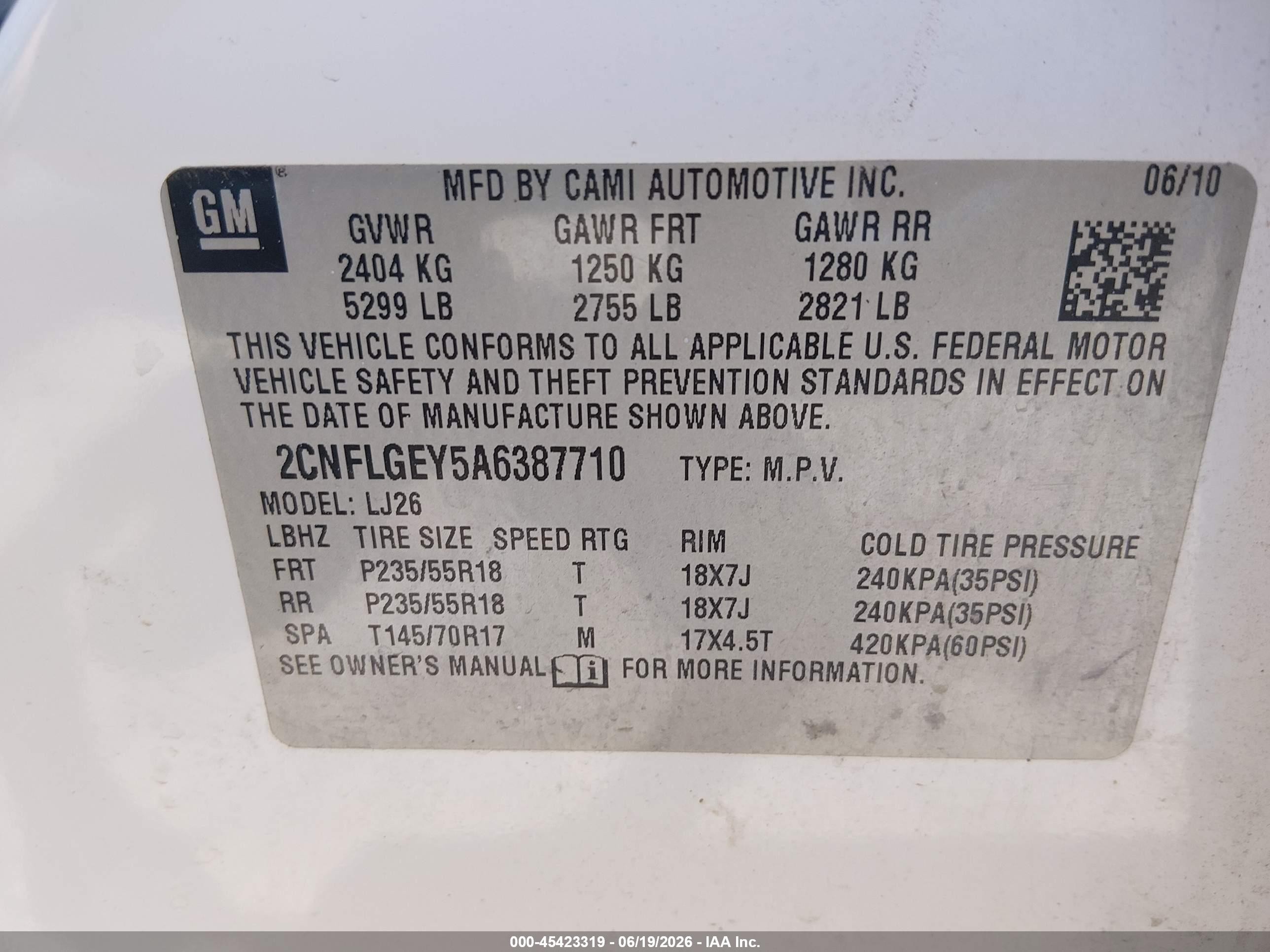 2010 Chevrolet Equinox Ltz White vin: 2CNFLGEY5A6387710