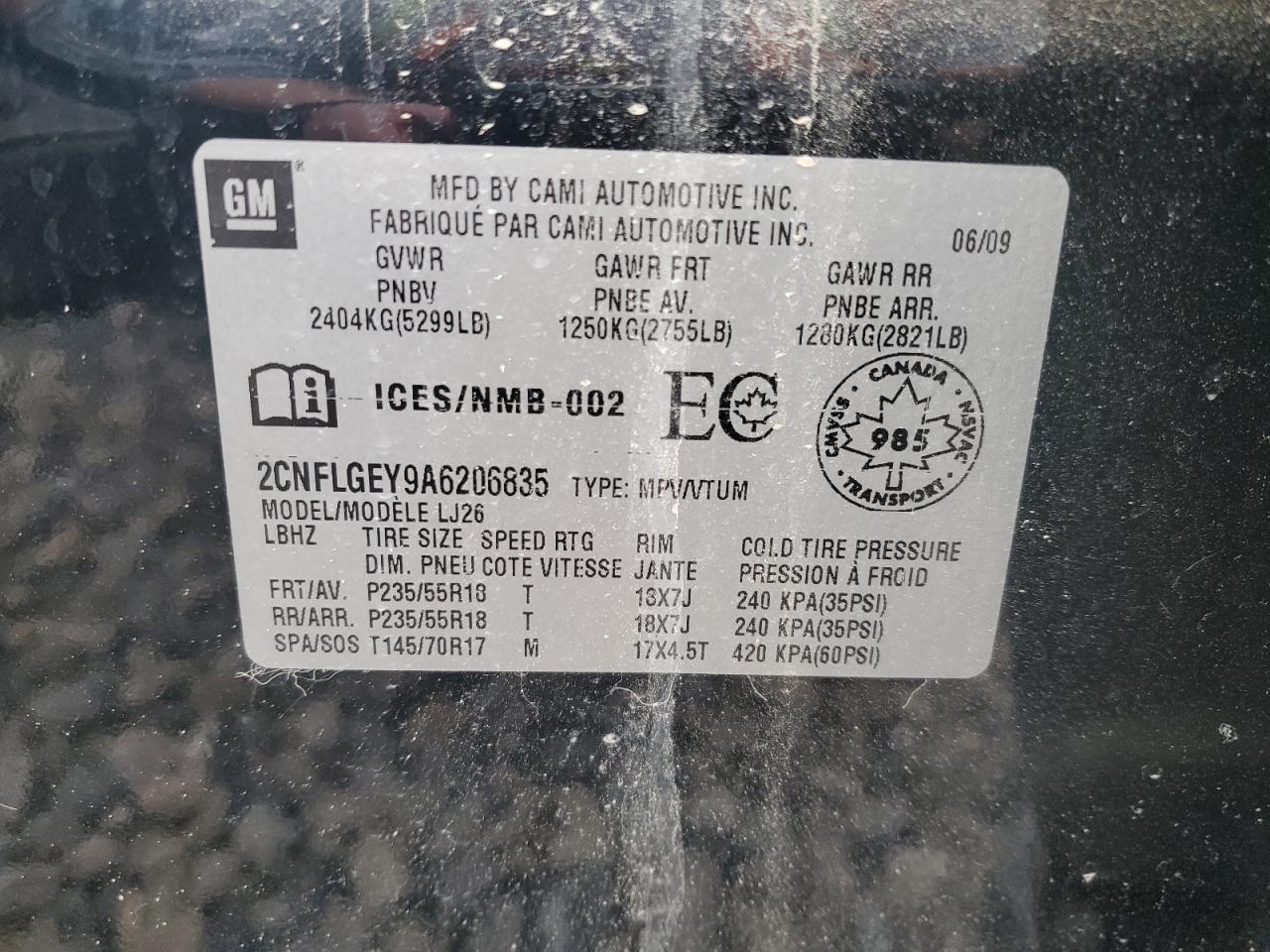 2010 Chevrolet Equinox Ltz Black vin: 2CNFLGEY9A6206835