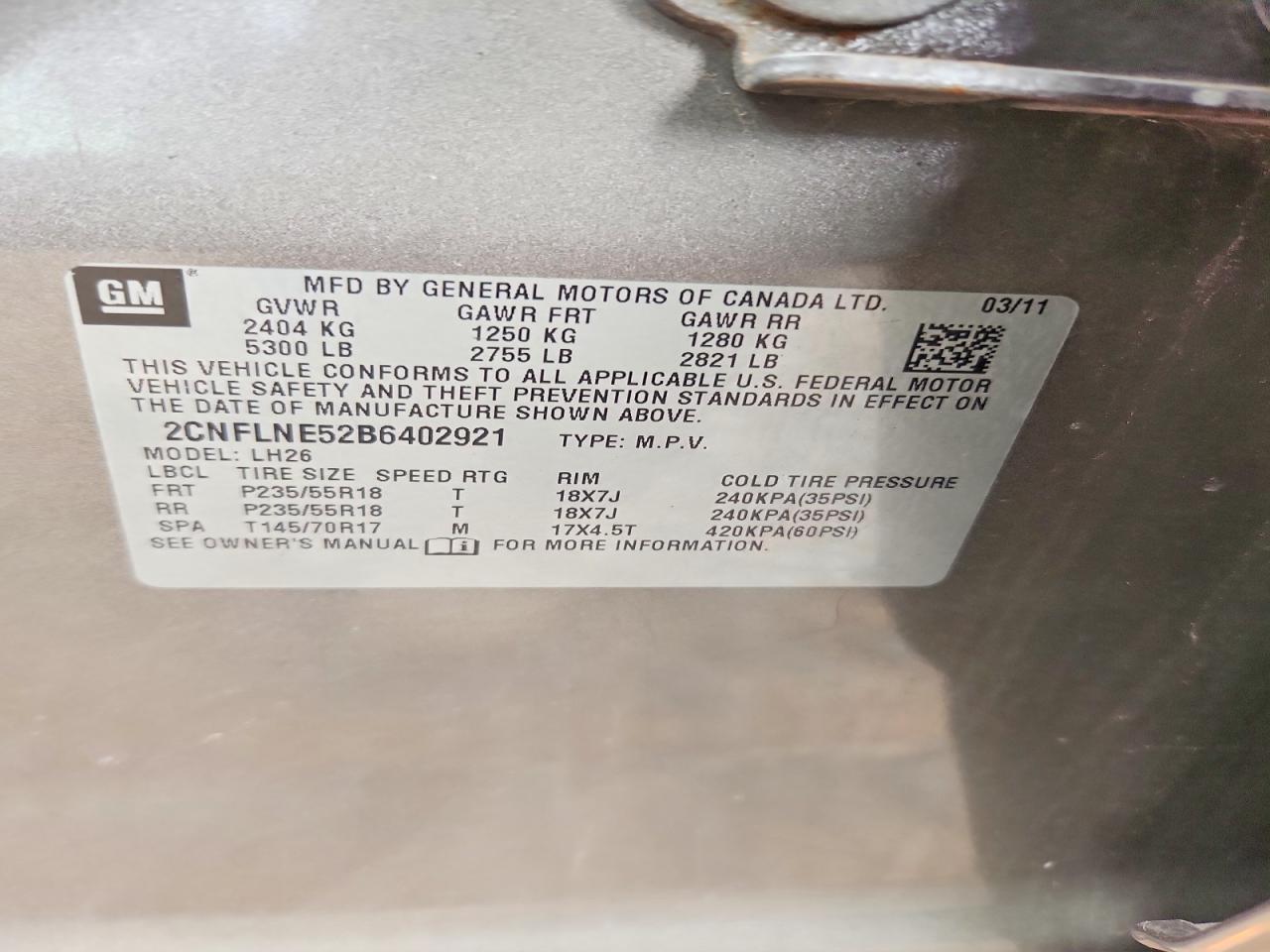 2011 Chevrolet Equinox Lt Tan vin: 2CNFLNE52B6402921