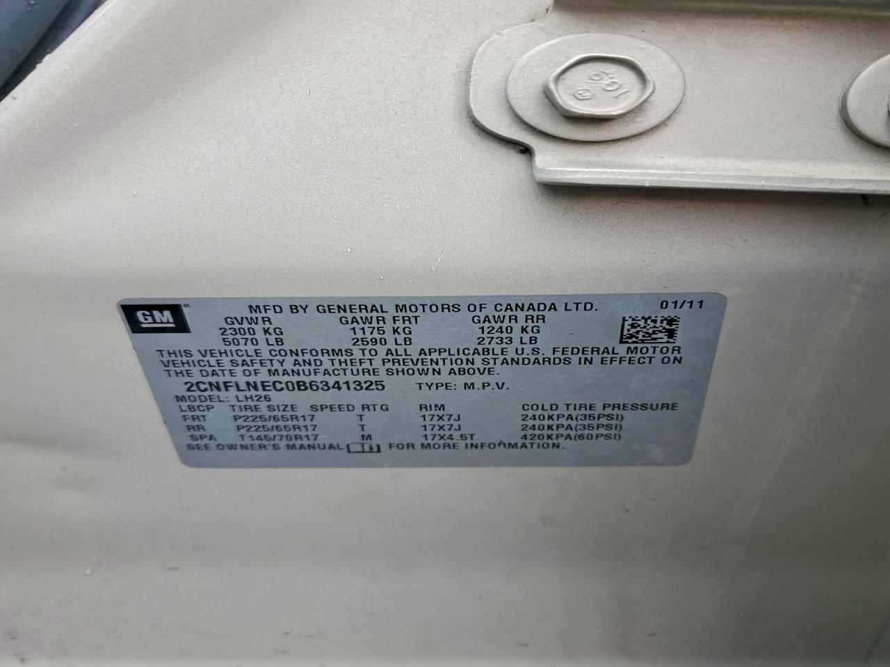 2011 Chevrolet Equinox Lt Золотой vin: 2CNFLNEC0B6341325