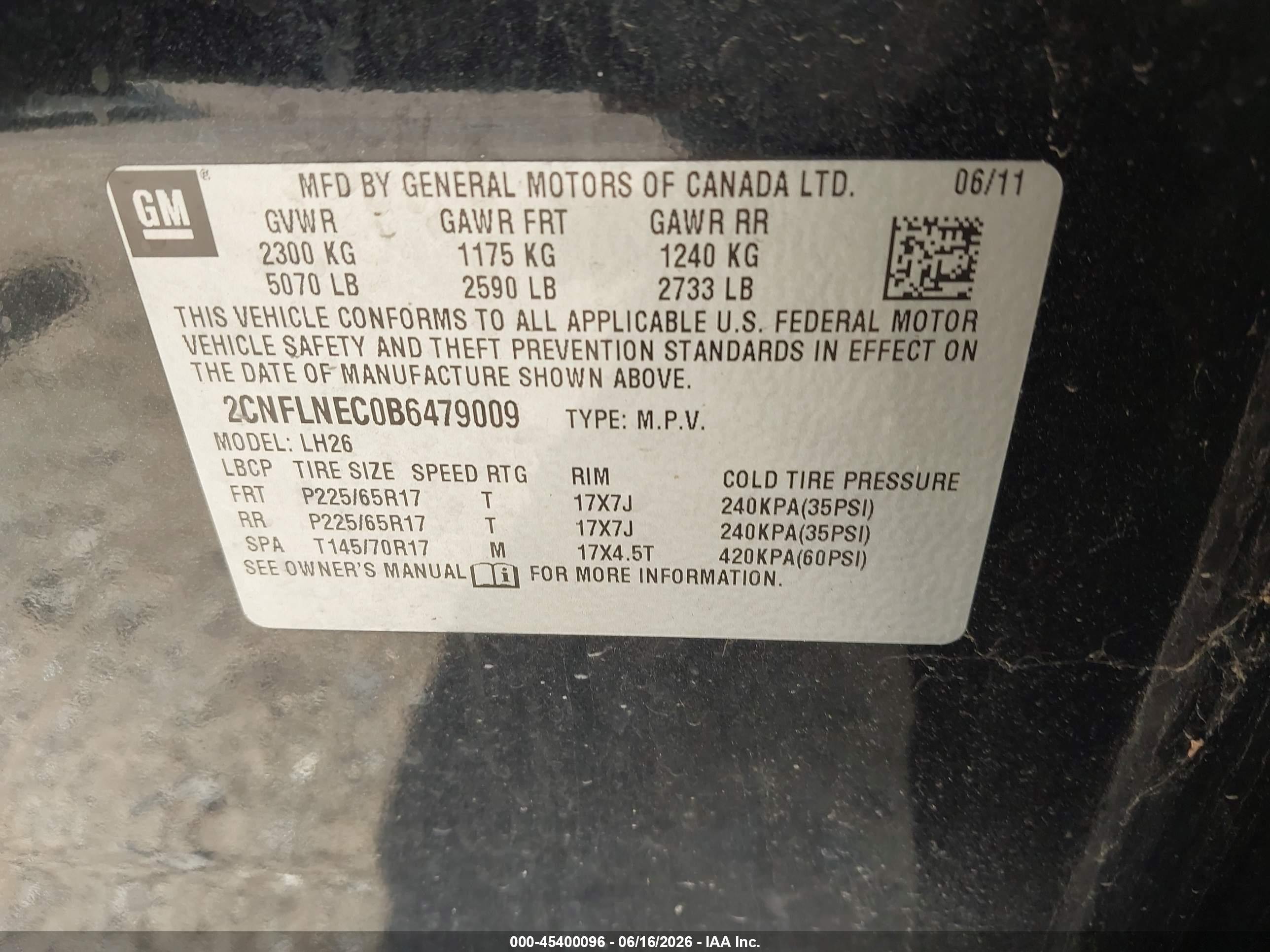2011 Chevrolet Equinox Lt W/2lt Black vin: 2CNFLNEC0B6479009
