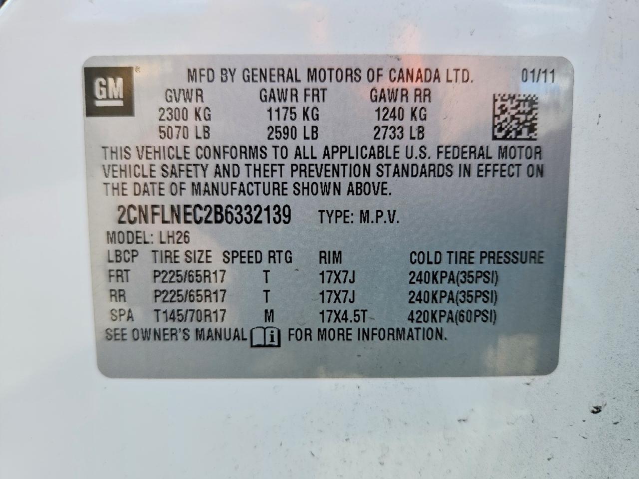 2011 Chevrolet Equinox Lt White vin: 2CNFLNEC2B6332139