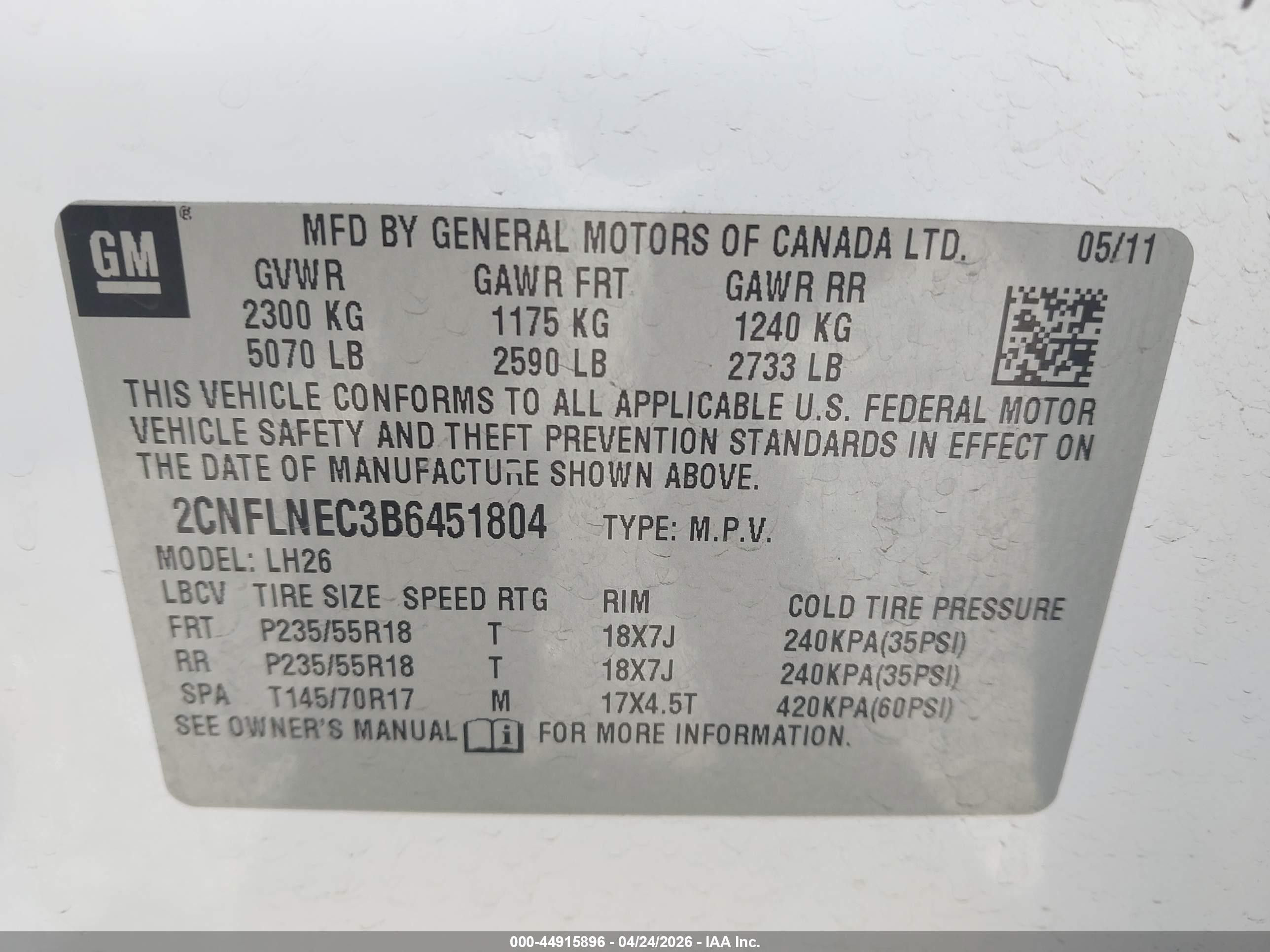 2011 Chevrolet Equinox 2lt White vin: 2CNFLNEC3B6451804