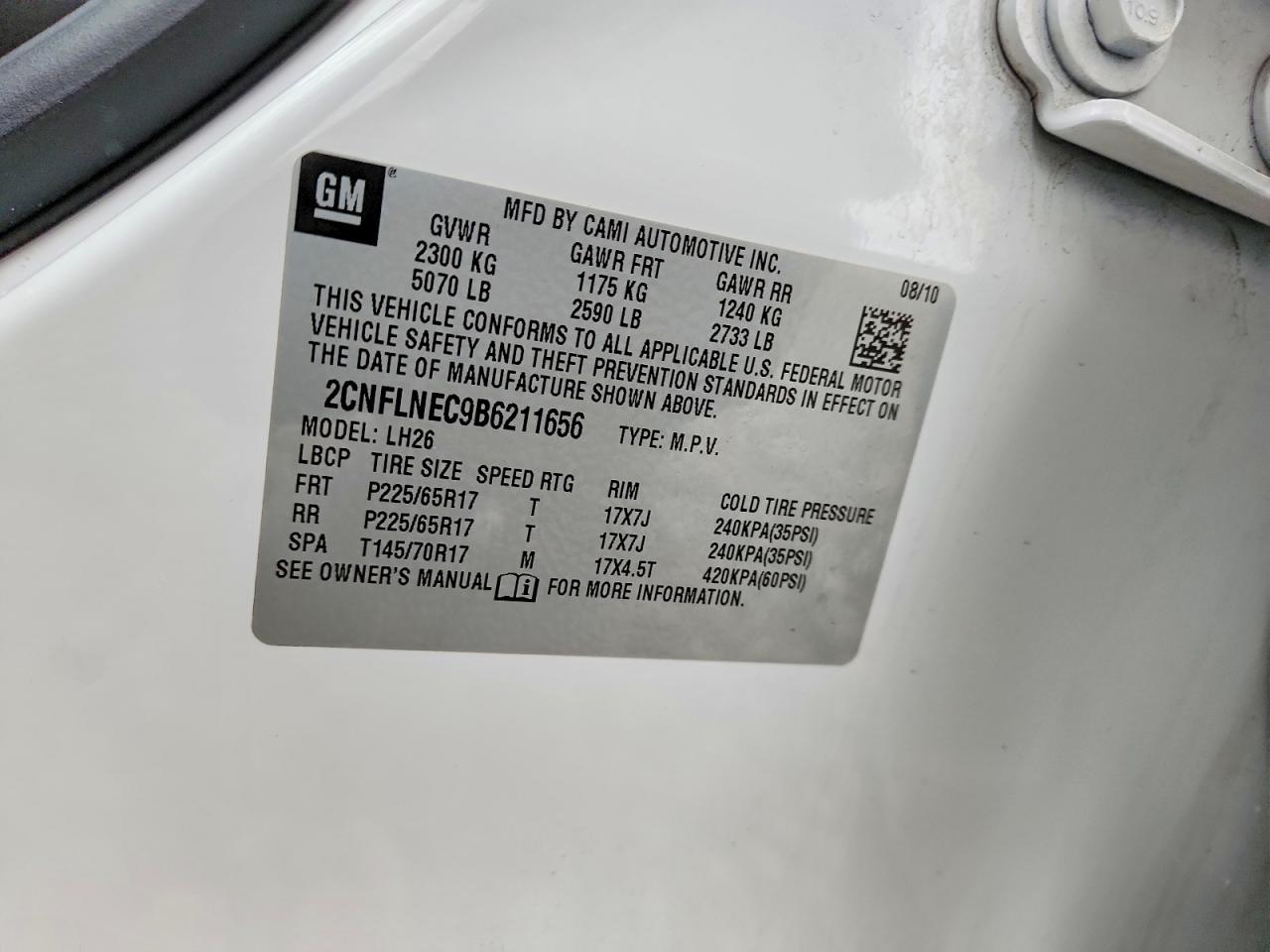 2011 Chevrolet Equinox Lt White vin: 2CNFLNEC9B6211656