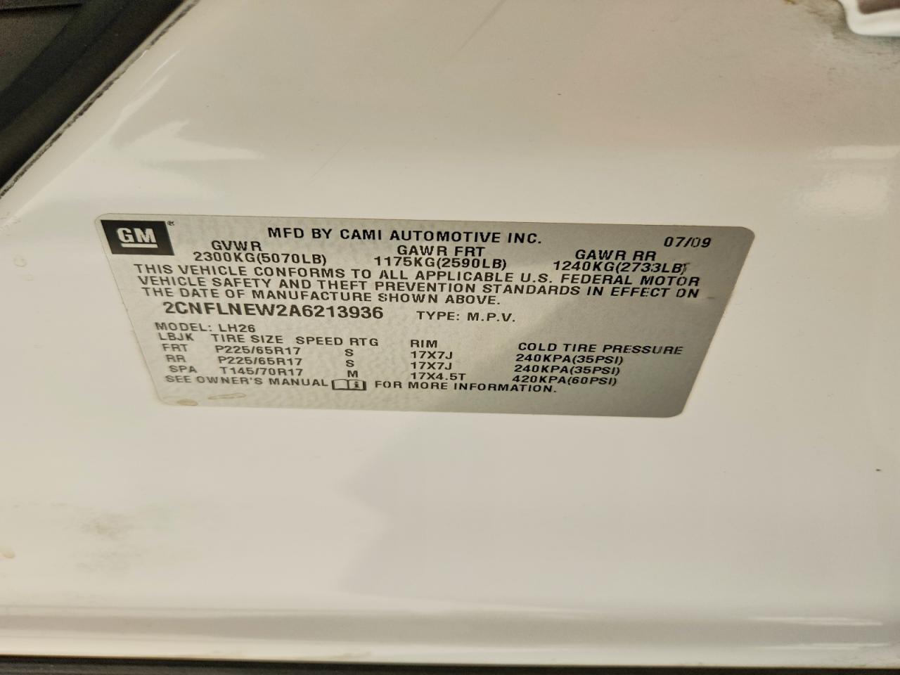 2010 Chevrolet Equinox Lt White vin: 2CNFLNEW2A6213936