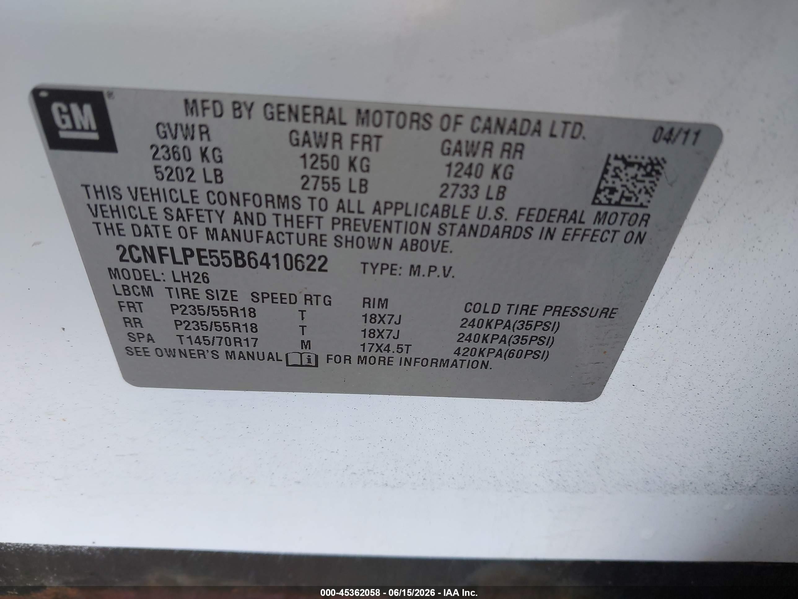 2011 Chevrolet Equinox Lt W/2lt White vin: 2CNFLPE55B6410622