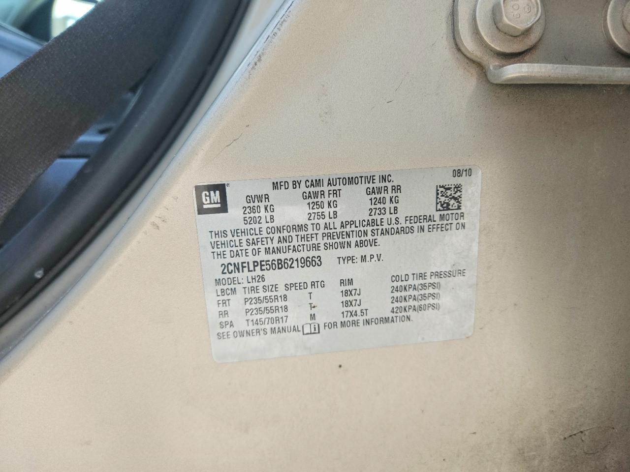 2011 Chevrolet Equinox Lt Beige vin: 2CNFLPE56B6219663