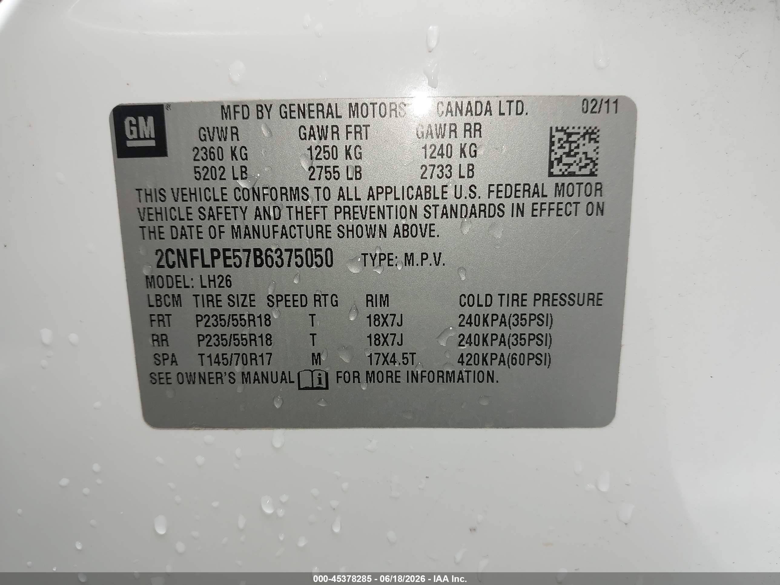 2011 Chevrolet Equinox 2lt Белый vin: 2CNFLPE57B6375050
