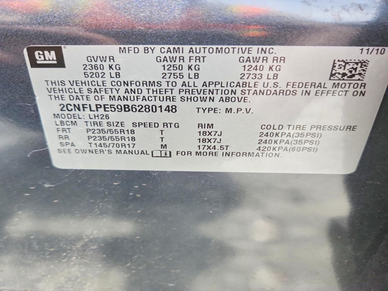 2011 Chevrolet Equinox Lt Gray vin: 2CNFLPE59B6280148