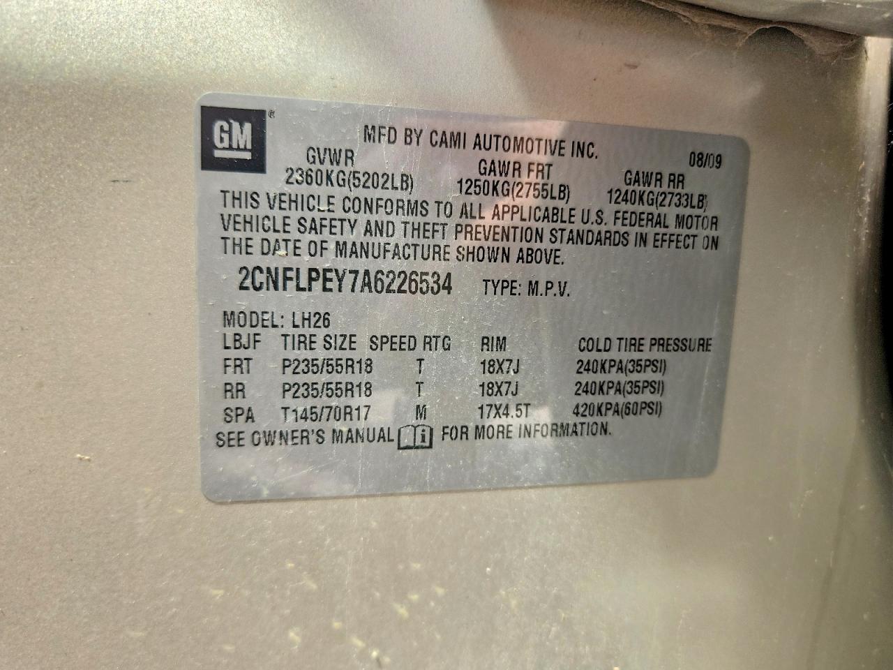 2010 Chevrolet Equinox Lt Beige vin: 2CNFLPEY7A6226534