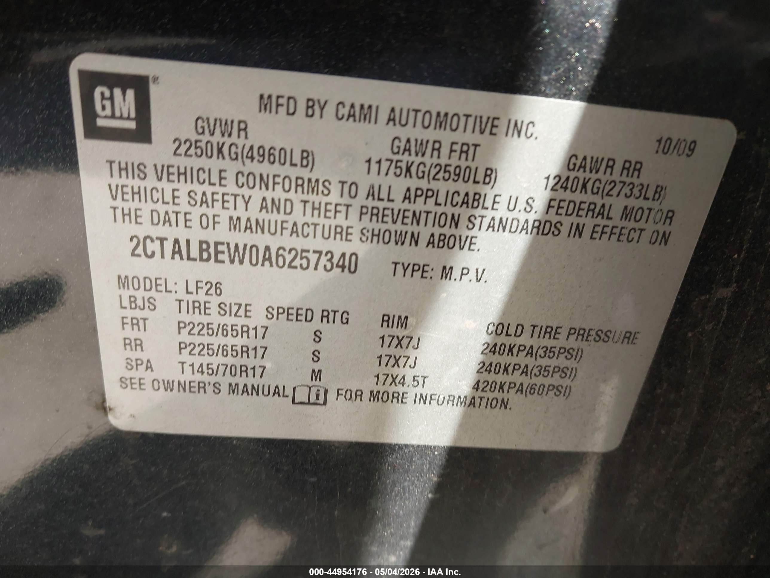 2010 Gmc Terrain Sle-1 Black vin: 2CTALBEW0A6257340