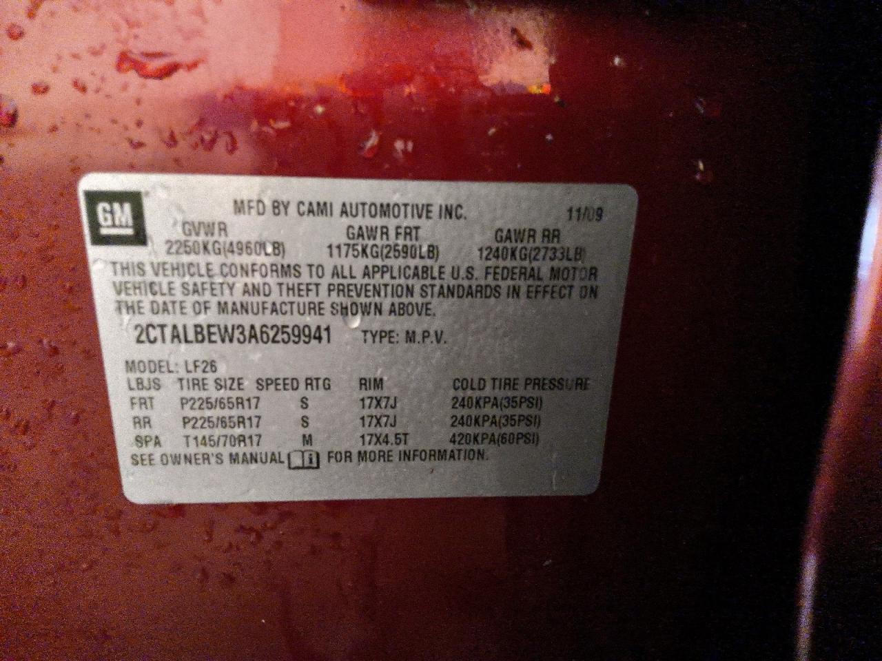 2010 Gmc Terrain Sle Red vin: 2CTALBEW3A6259941