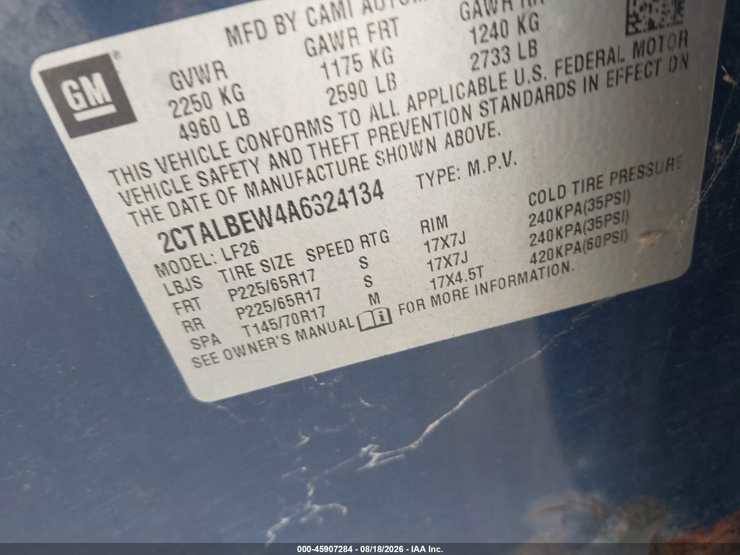 2010 Gmc Terrain Sle-1 Blue vin: 2CTALBEW4A6324134