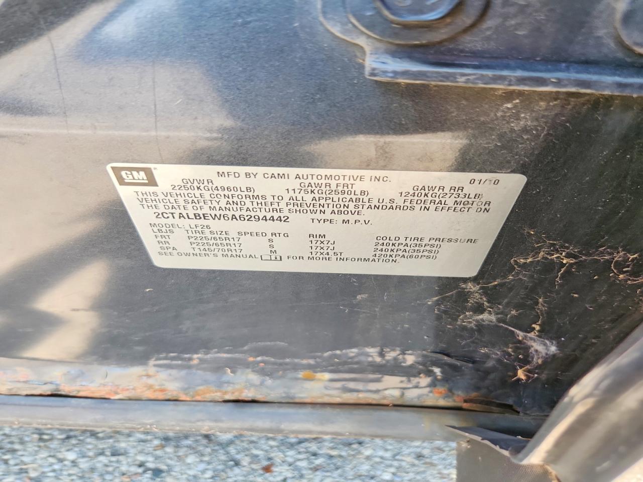 2010 Gmc Terrain Sle Gray vin: 2CTALBEW6A6294442