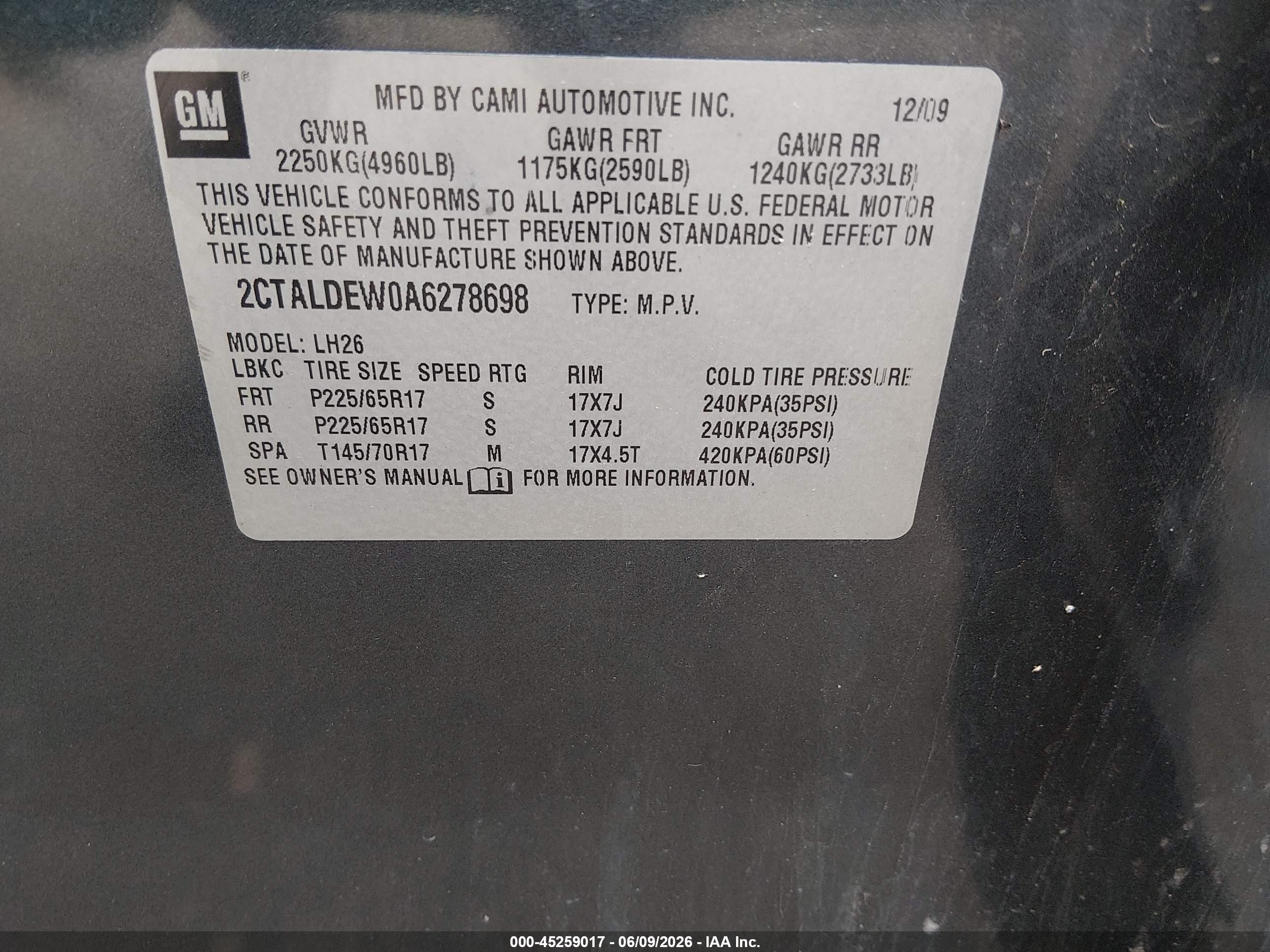 2010 Gmc Terrain Sle-2 Gray vin: 2CTALDEW0A6278698