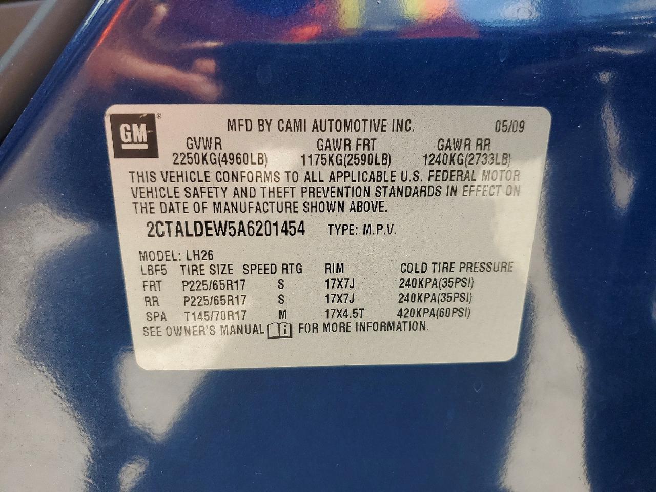 2010 Gmc Terrain Sle Blue vin: 2CTALDEW5A6201454