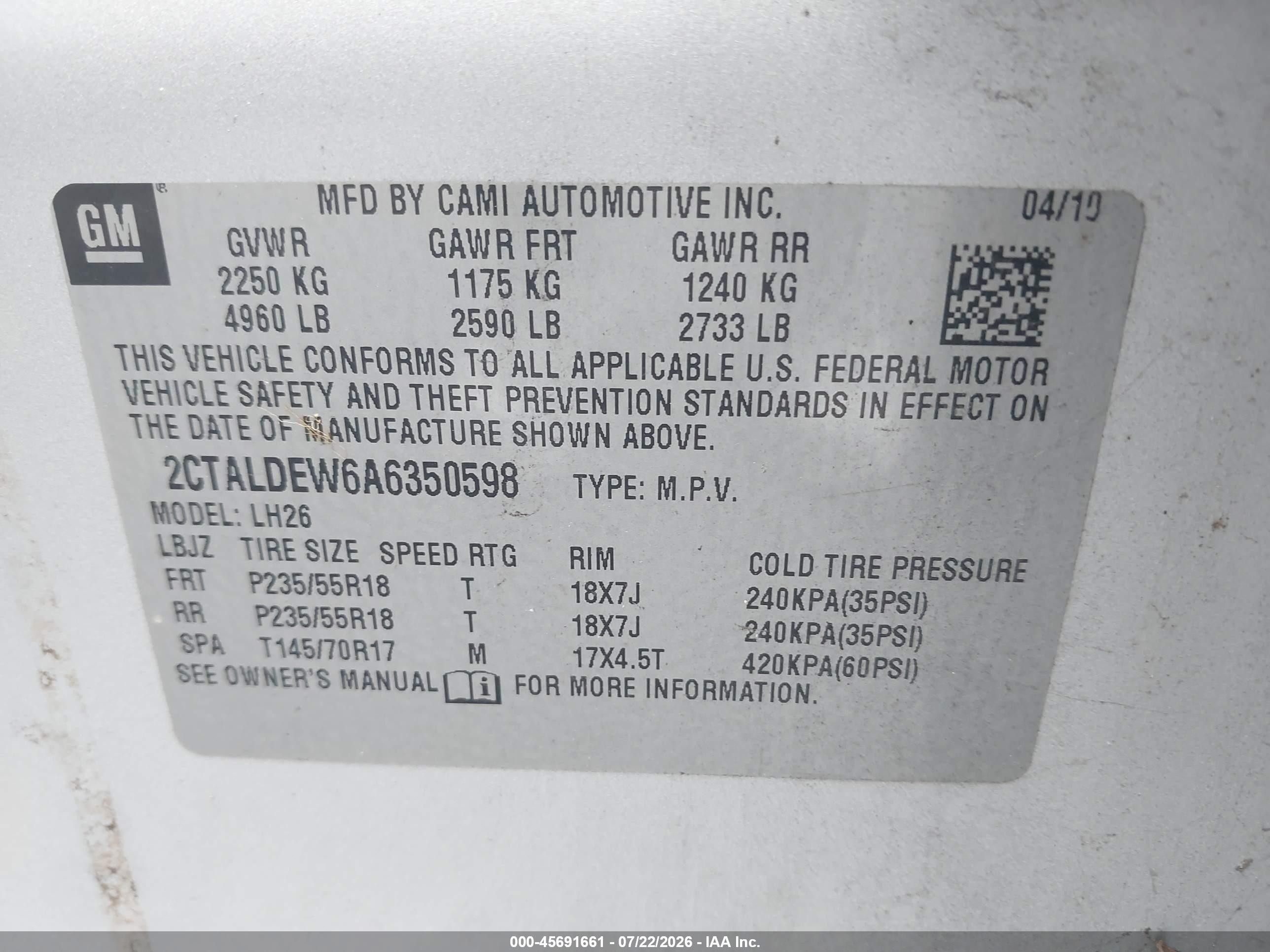 2010 Gmc Terrain Sle-2 Silver vin: 2CTALDEW6A6350598